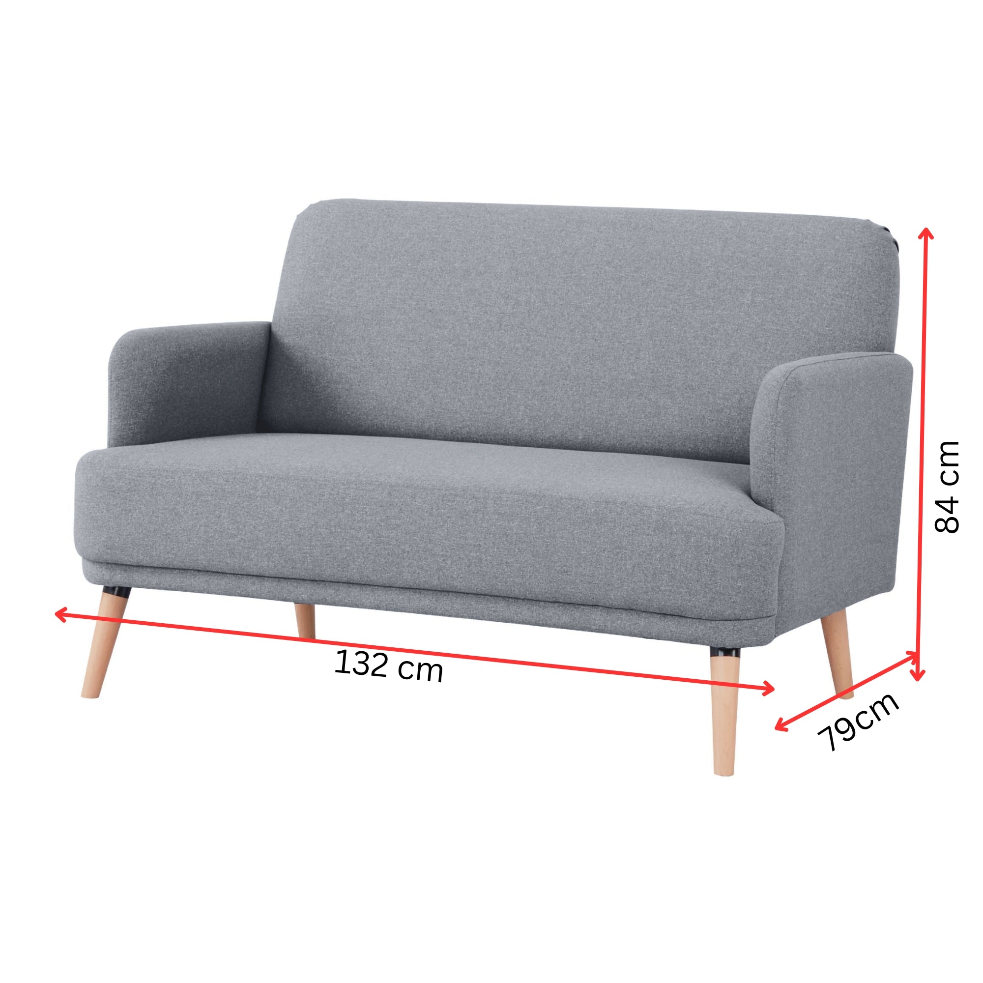 Light Grey Upholstered 2-Seater Sofa, Foam Support, Scandinavian Style