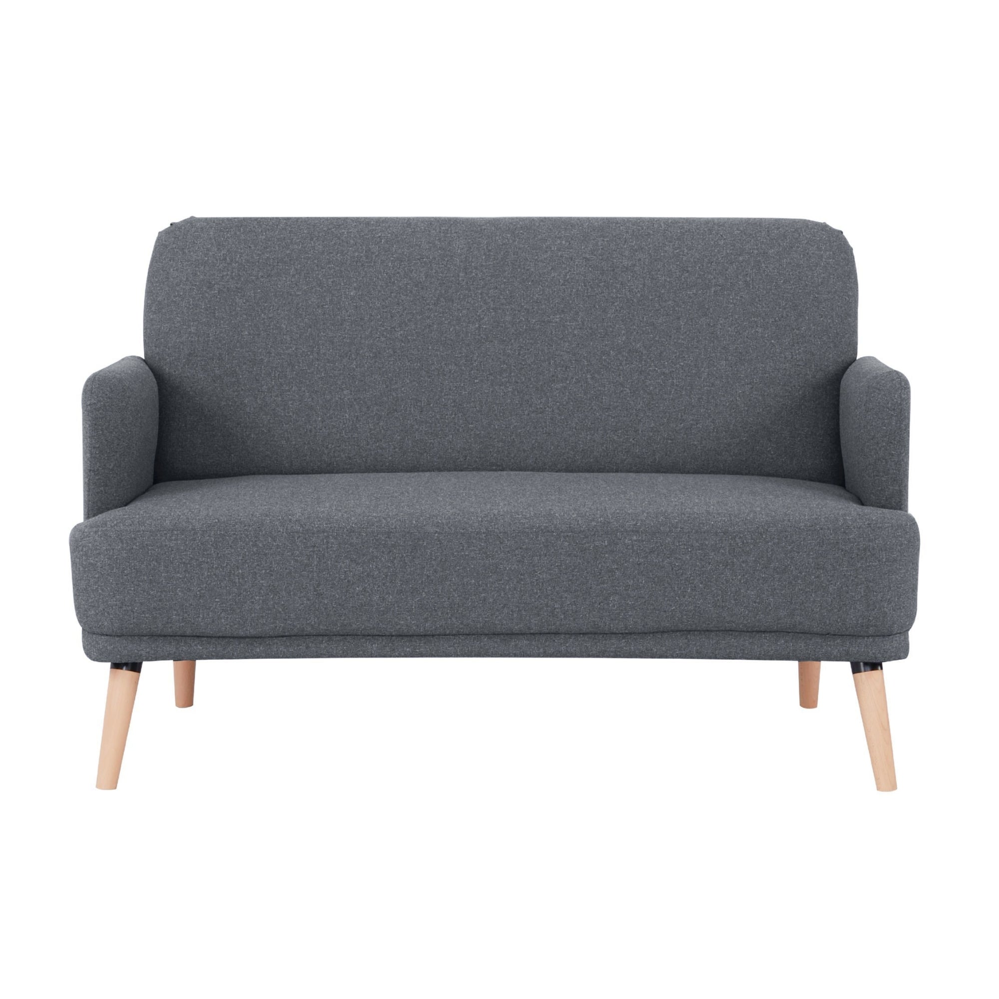 Dark Grey Scandinavian 2-Seater Sofa, Slimline, Plush Fabric
