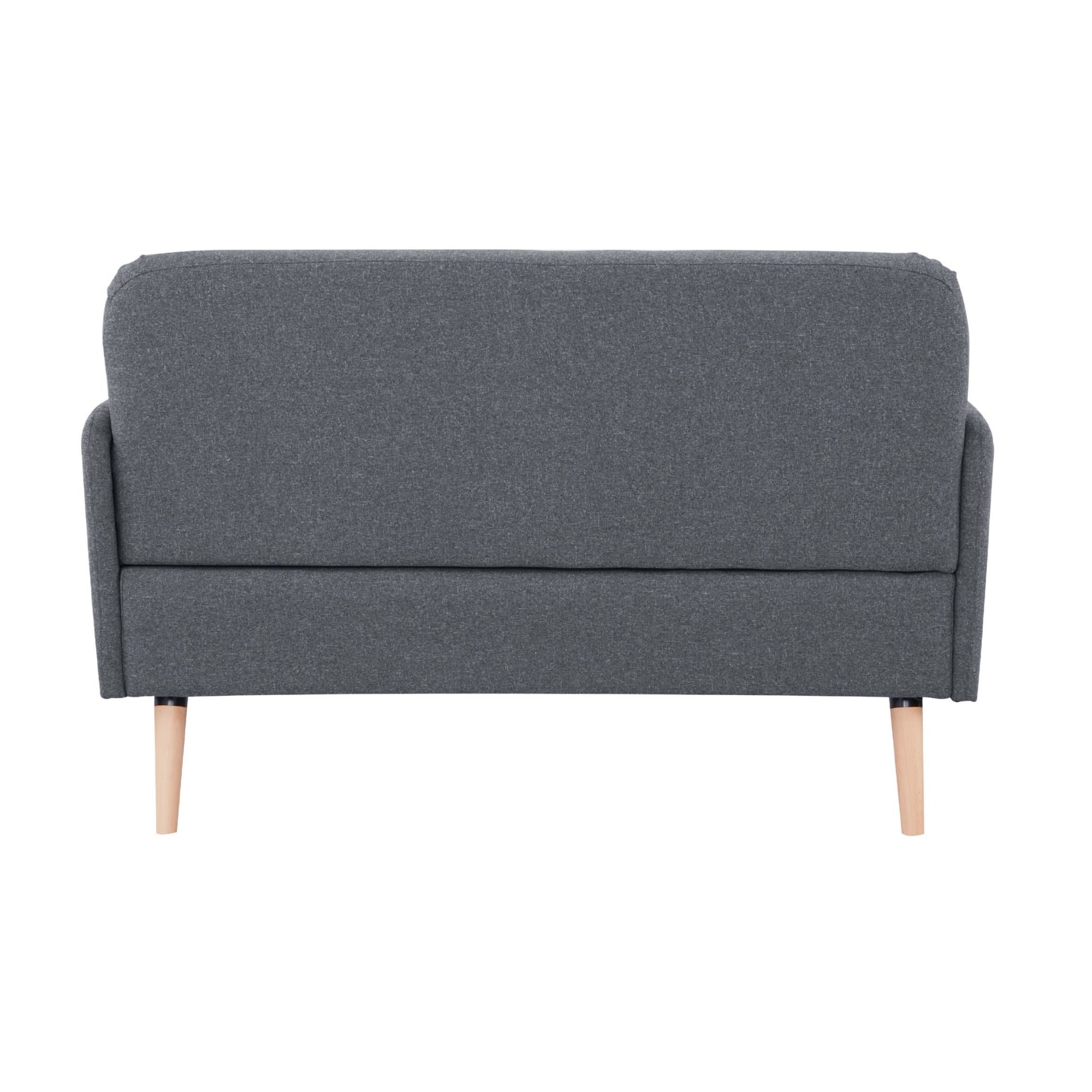 Dark Grey Scandinavian 2-Seater Sofa, Slimline, Plush Fabric