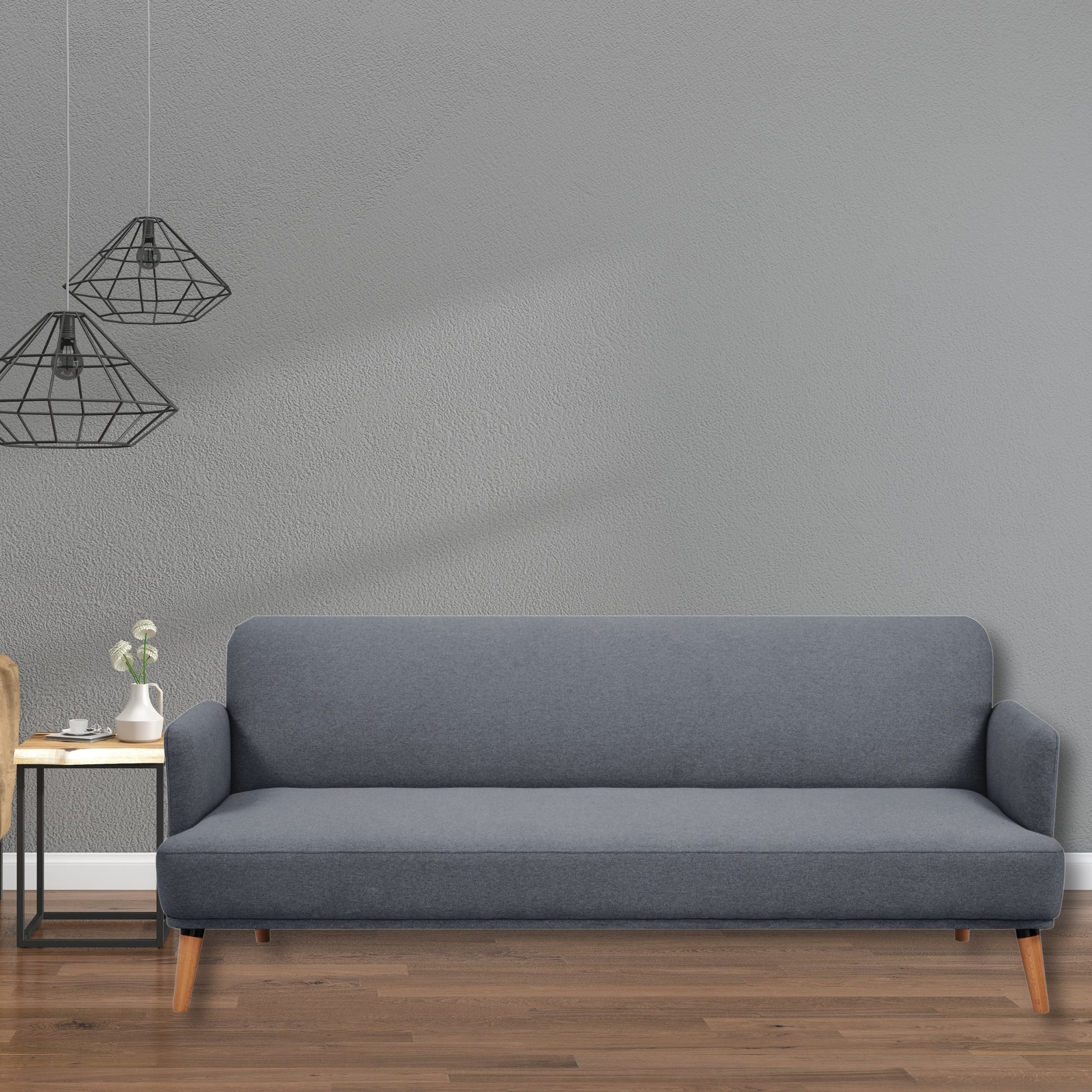 Plush 3+2+1 Seater Sofa Set, Polyester Upholstery, Dark Grey