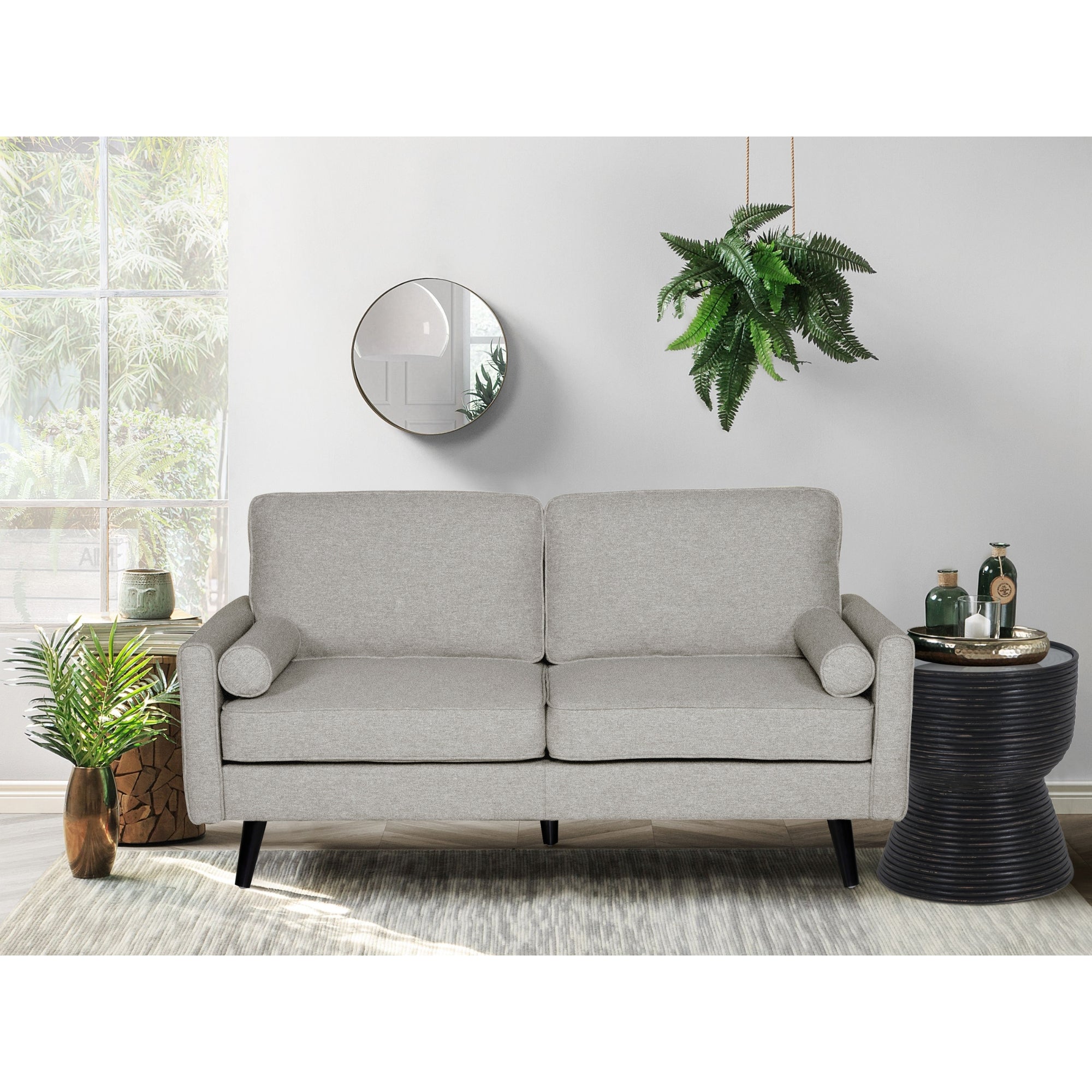 Stylish Light Grey 2 Seater Sofa, Scandinavian Design