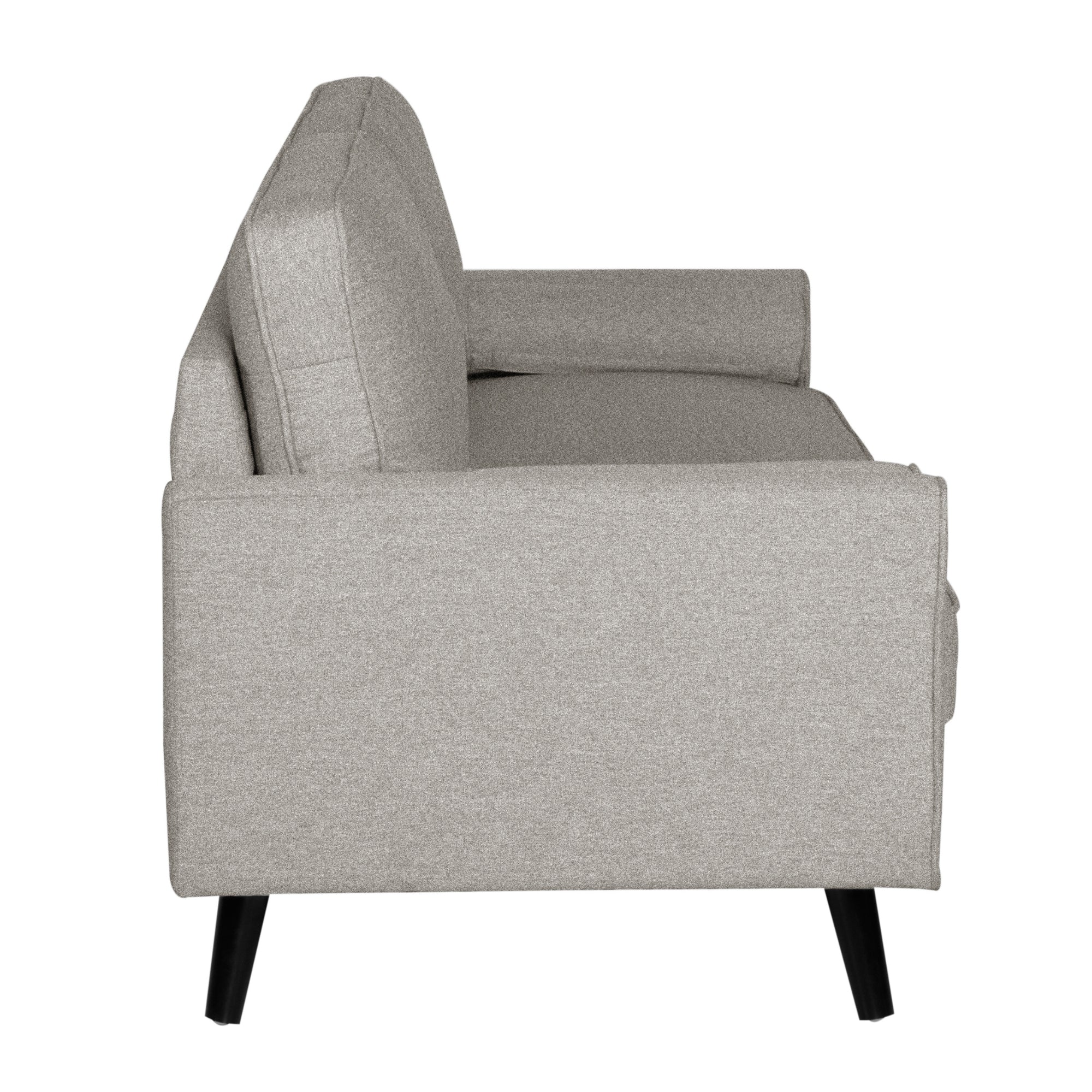 Compact Light Grey 2.5 Seater Sofa with Cushions, Wood Legs