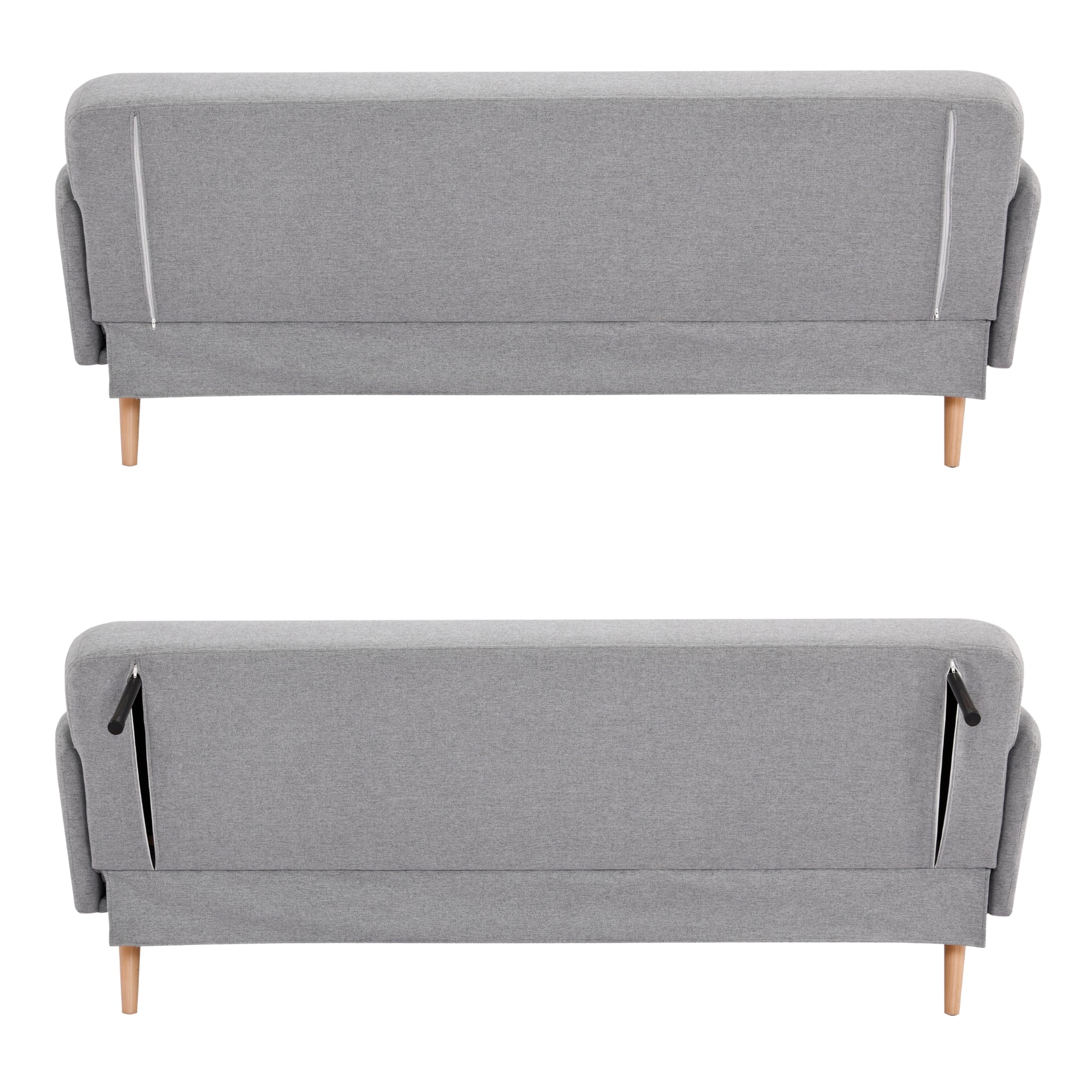 Grey 3-Seater Sofa Bed, Foam Cushioned, Polyester Upholstery