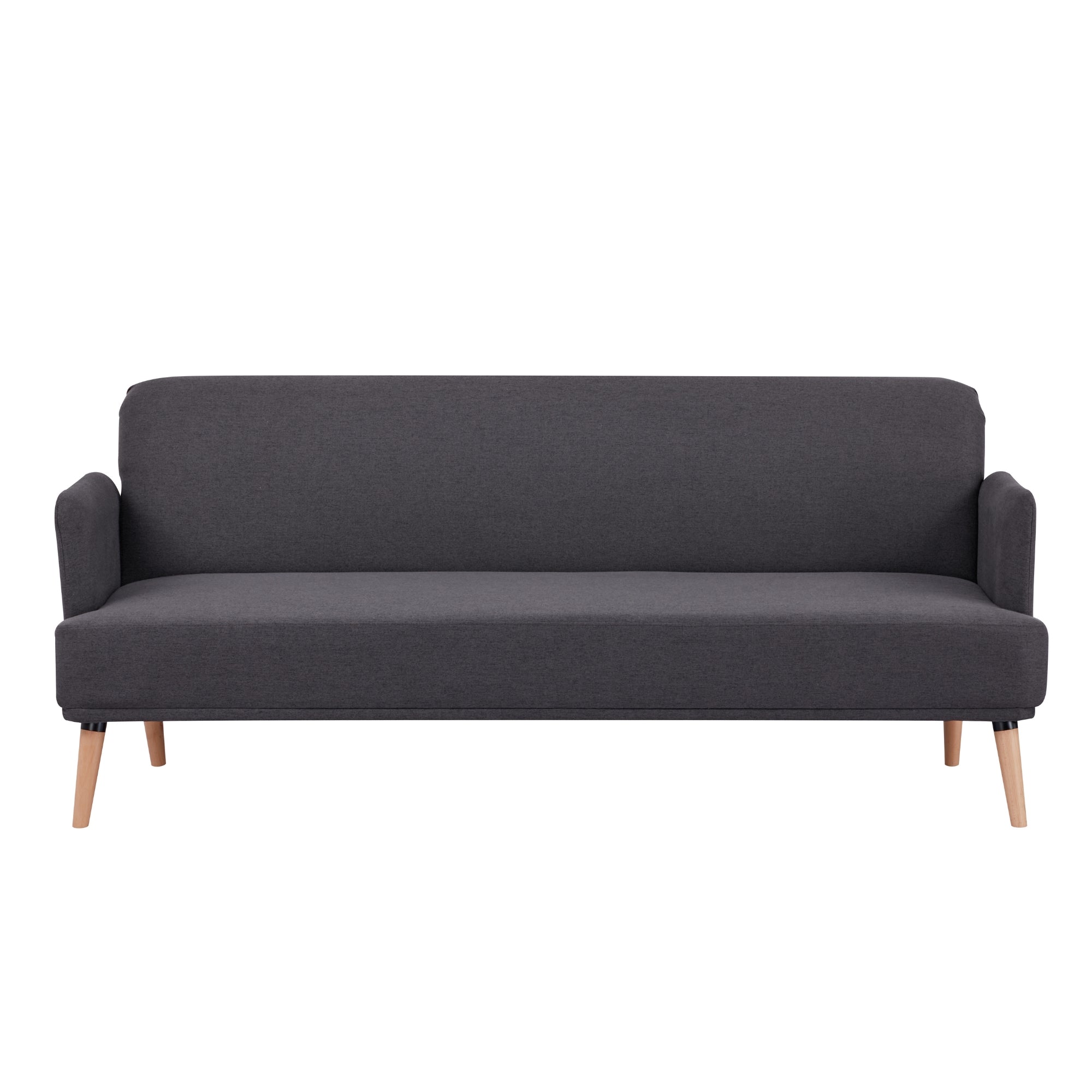 Charcoal 3-Seater Fabric Futon Sofa Bed, Foam Support