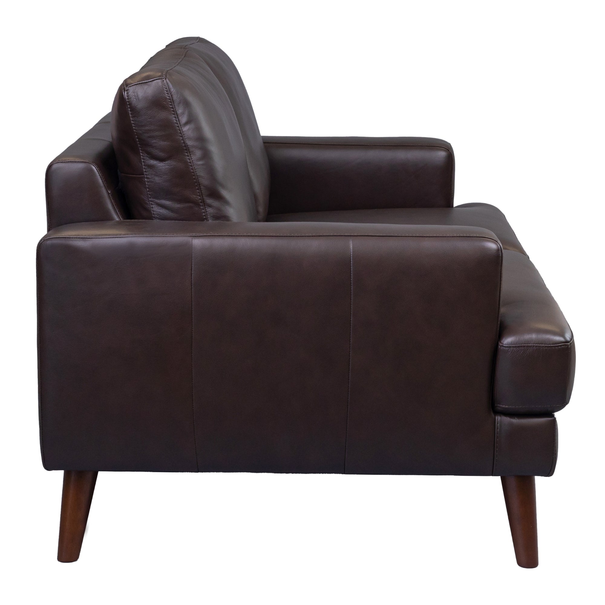 Modern Chocolate Leather 3+2 Seater Sofa Set with Rubberwood Legs