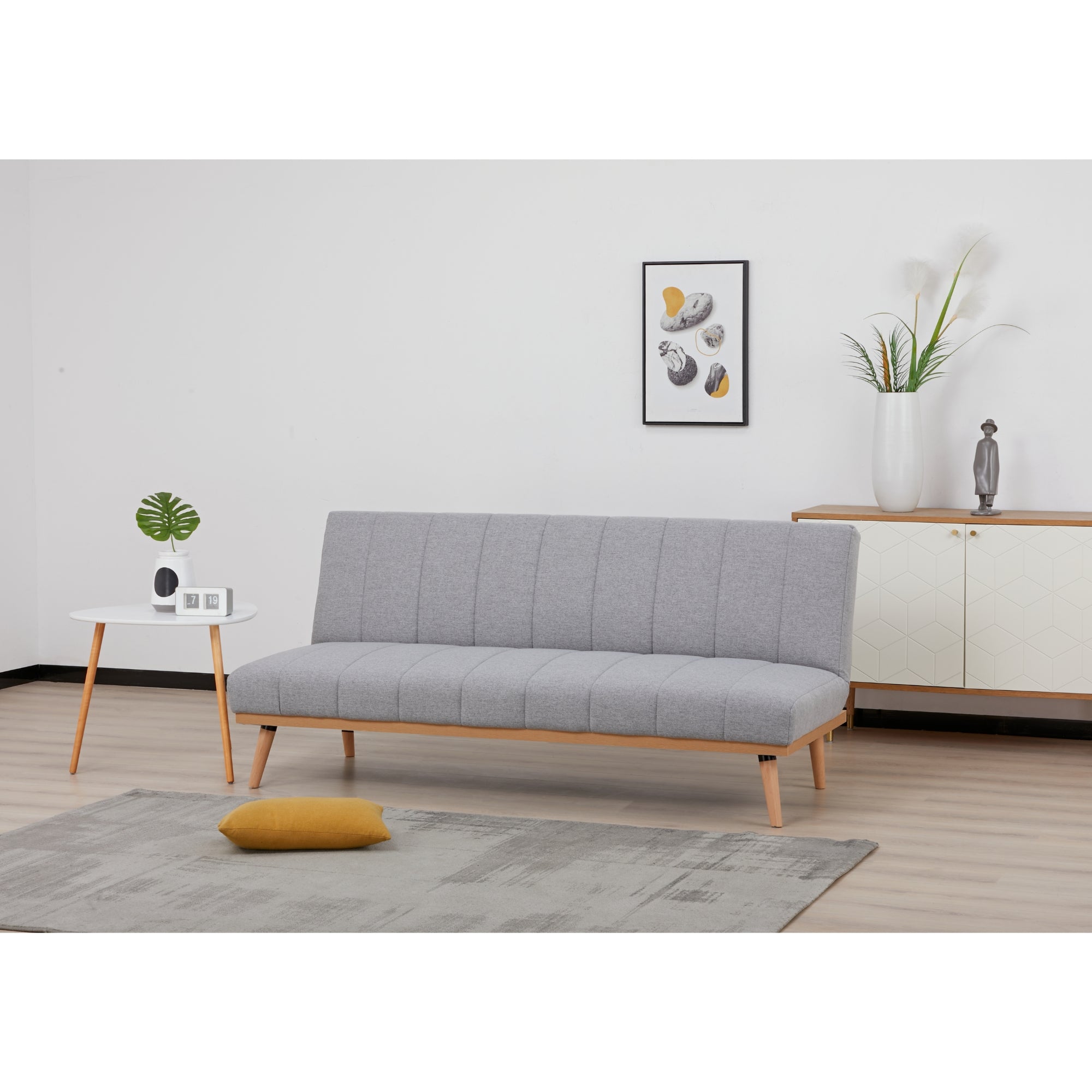 Grey 3-Seater Sofa Bed, Foam Support, Pine Frame