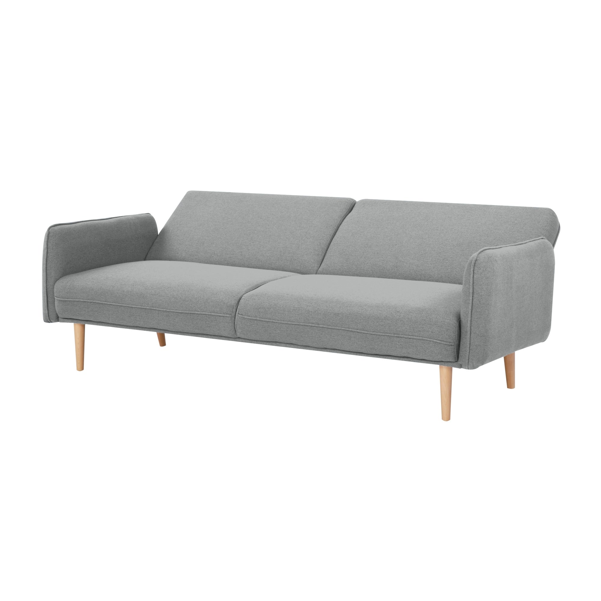 Light Grey 3-Seater Sofa Bed, Plush Fabric, Pine Frame