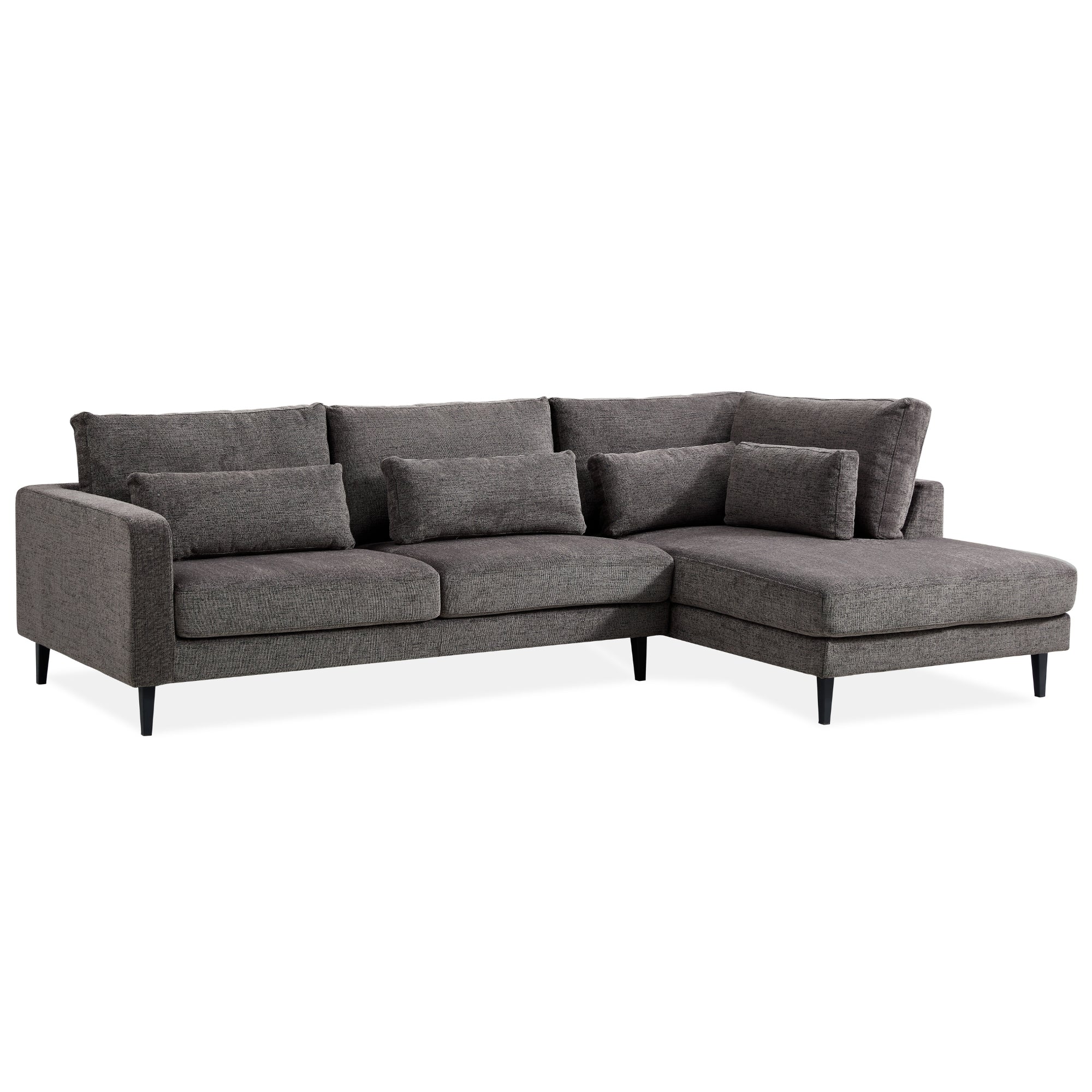 Plush 2-Seater Mink Fabric Sofa with RHF Chaise, 300kg Capacity