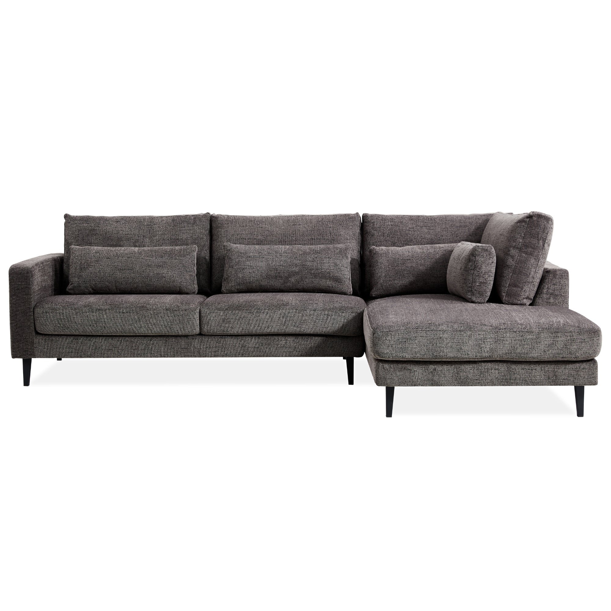 Plush 2-Seater Mink Fabric Sofa with RHF Chaise, 300kg Capacity