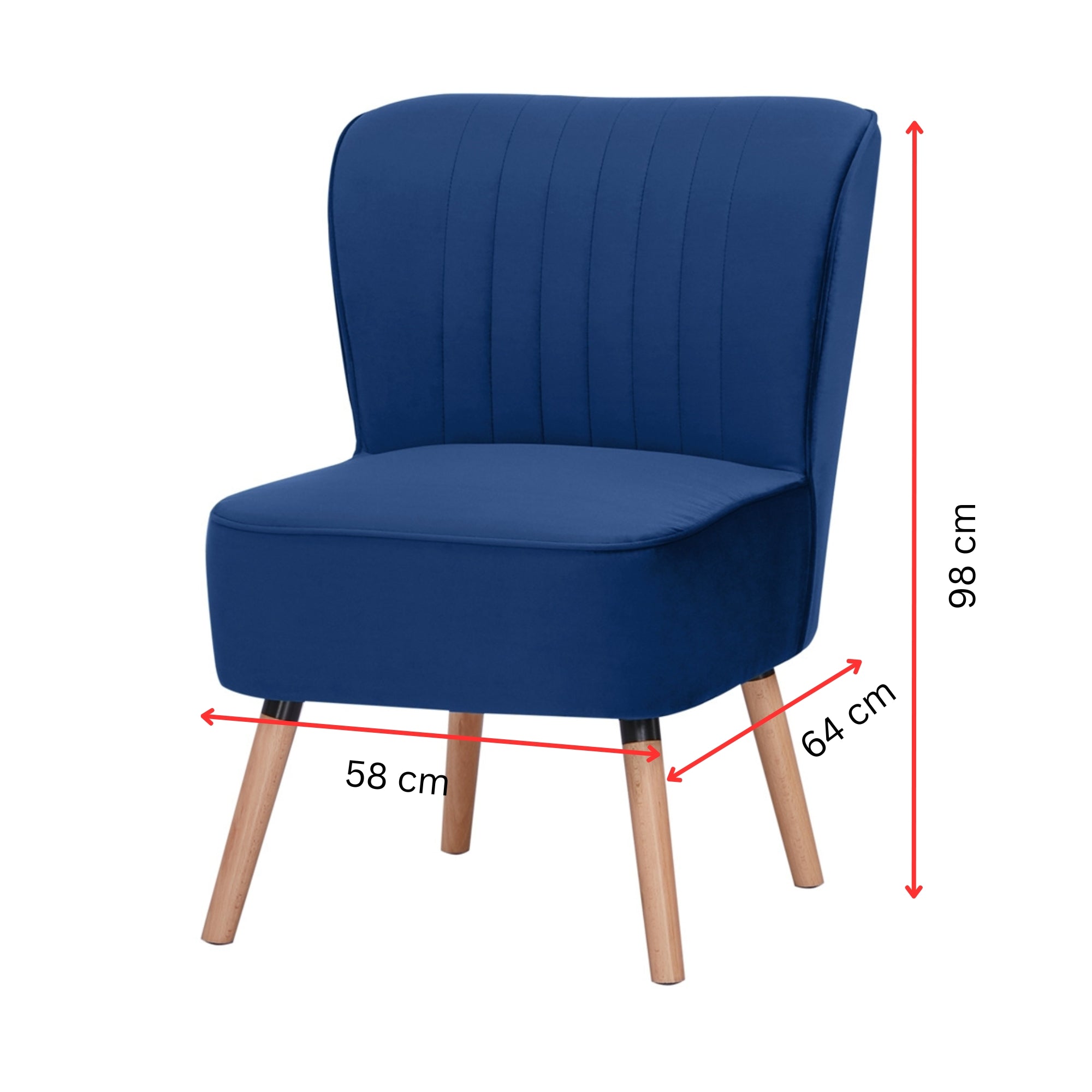 2pc Blue Upholstered Accent Chairs, Solid Wood Frame