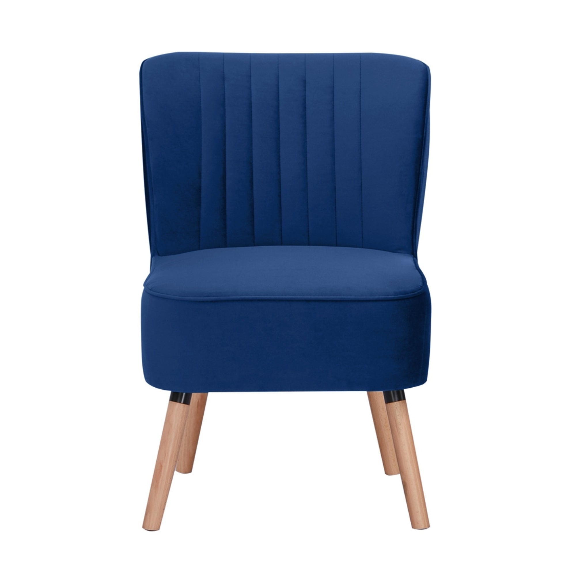 2pc Blue Upholstered Accent Chairs, Solid Wood Frame