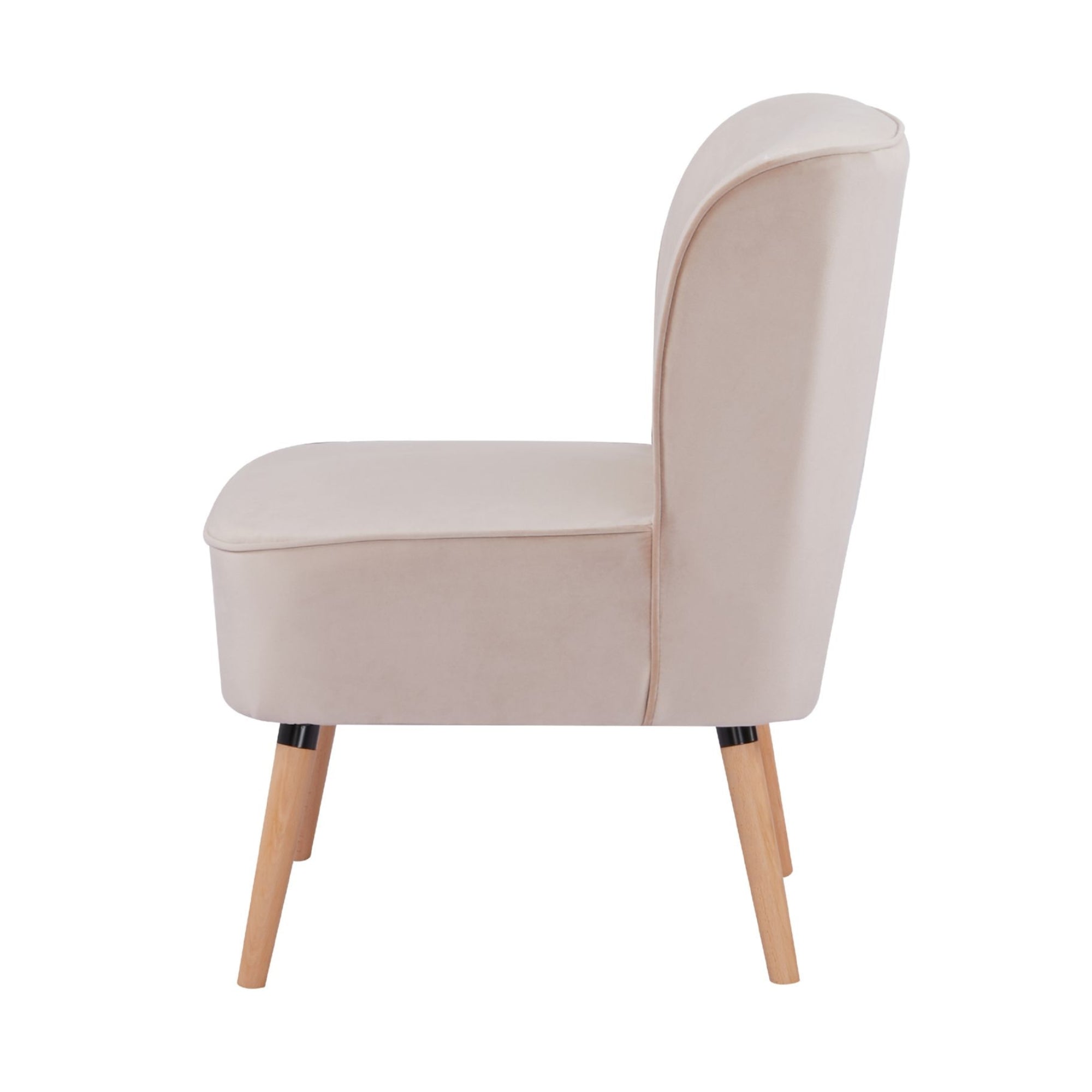Pink Fabric Upholstered Accent Chair, Foam Support, Wooden Legs