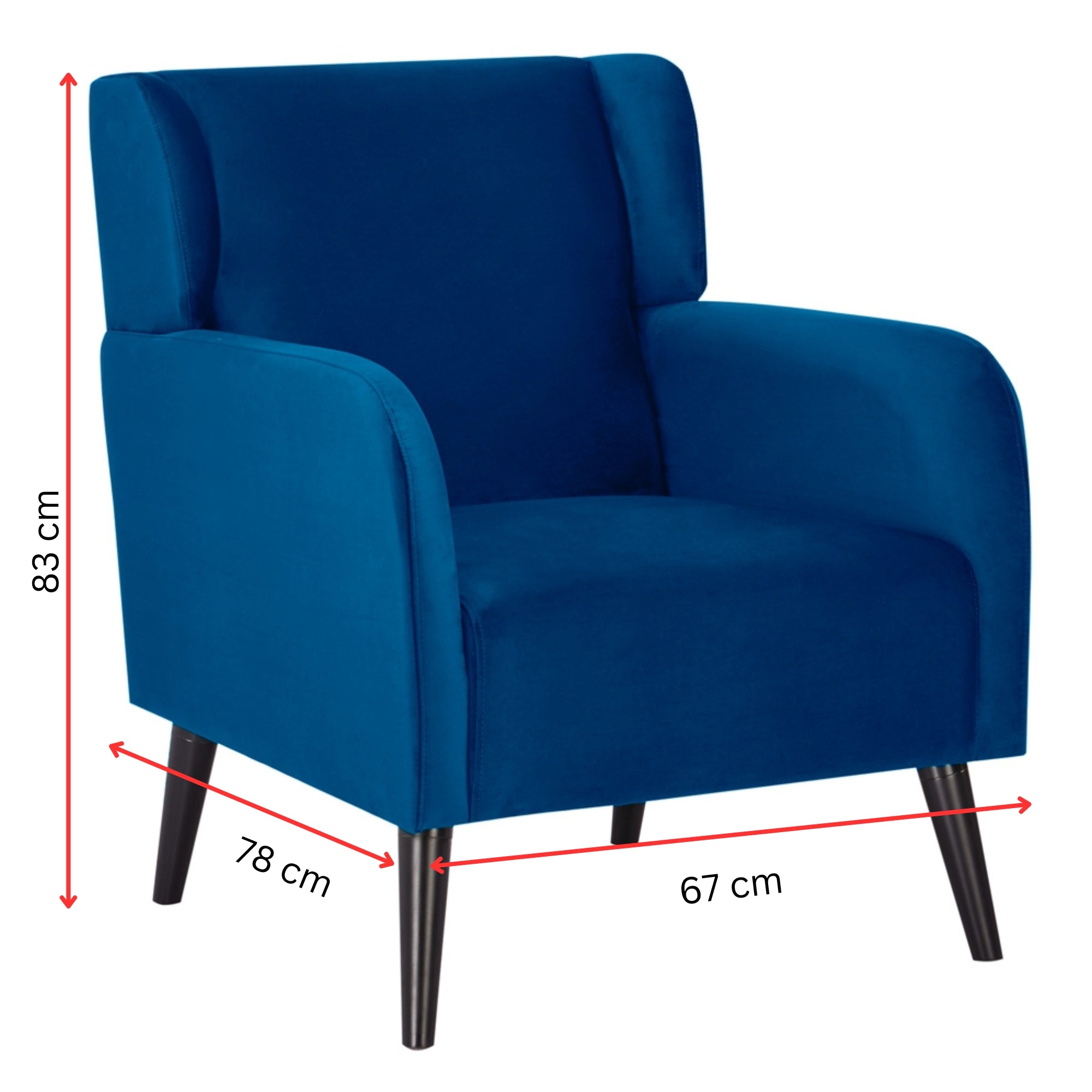 Scandinavian Style Dark Blue Accent Arm Chair, Pine Frame