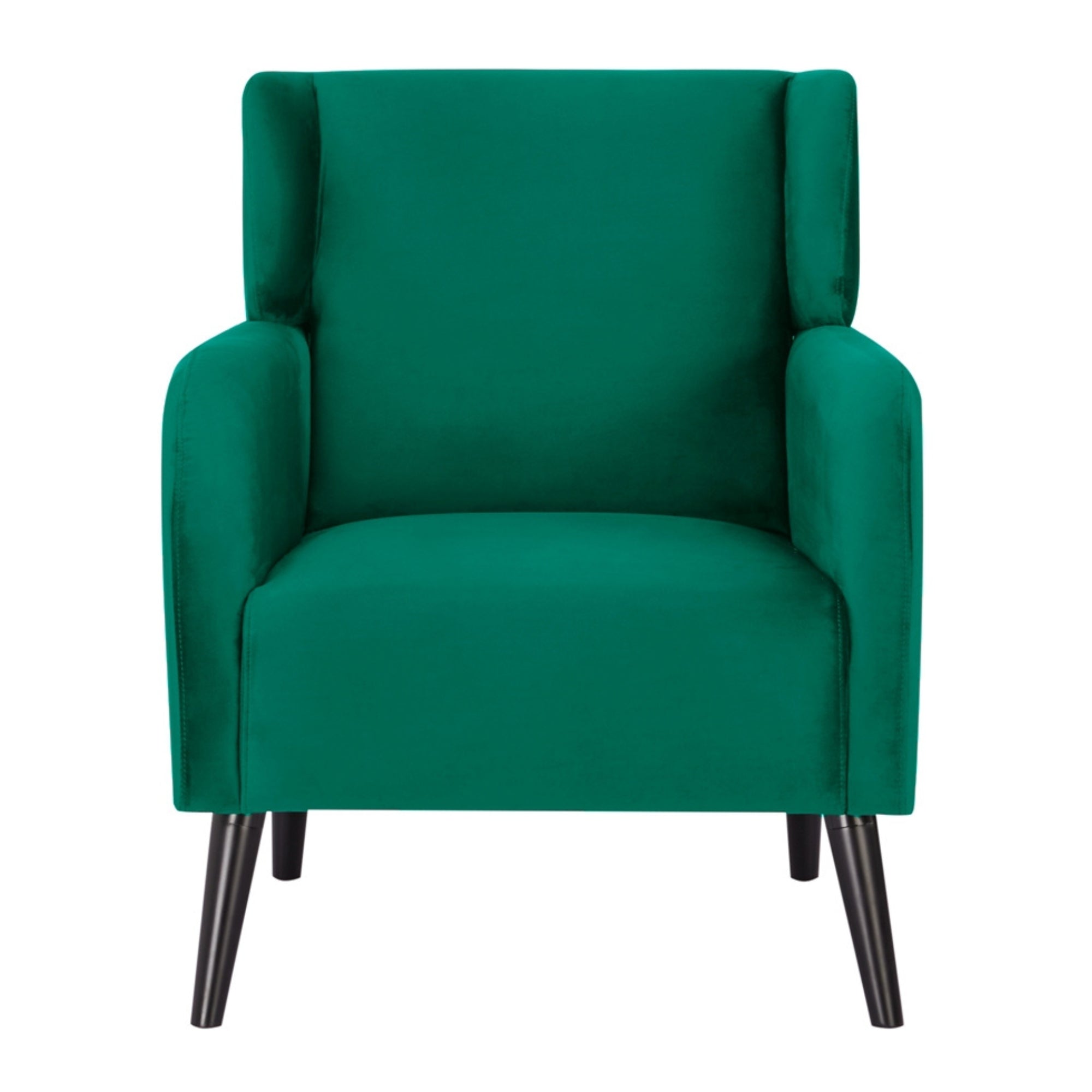 Plush Polyester Arm Chairs, Set of 2, Green, Wood Frame