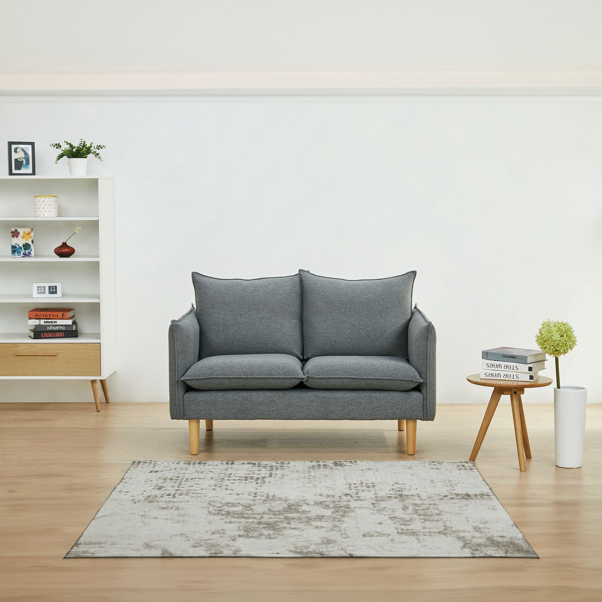 Dark Grey 2+3 Seater Fabric Sofa Set, Scandinavian Style