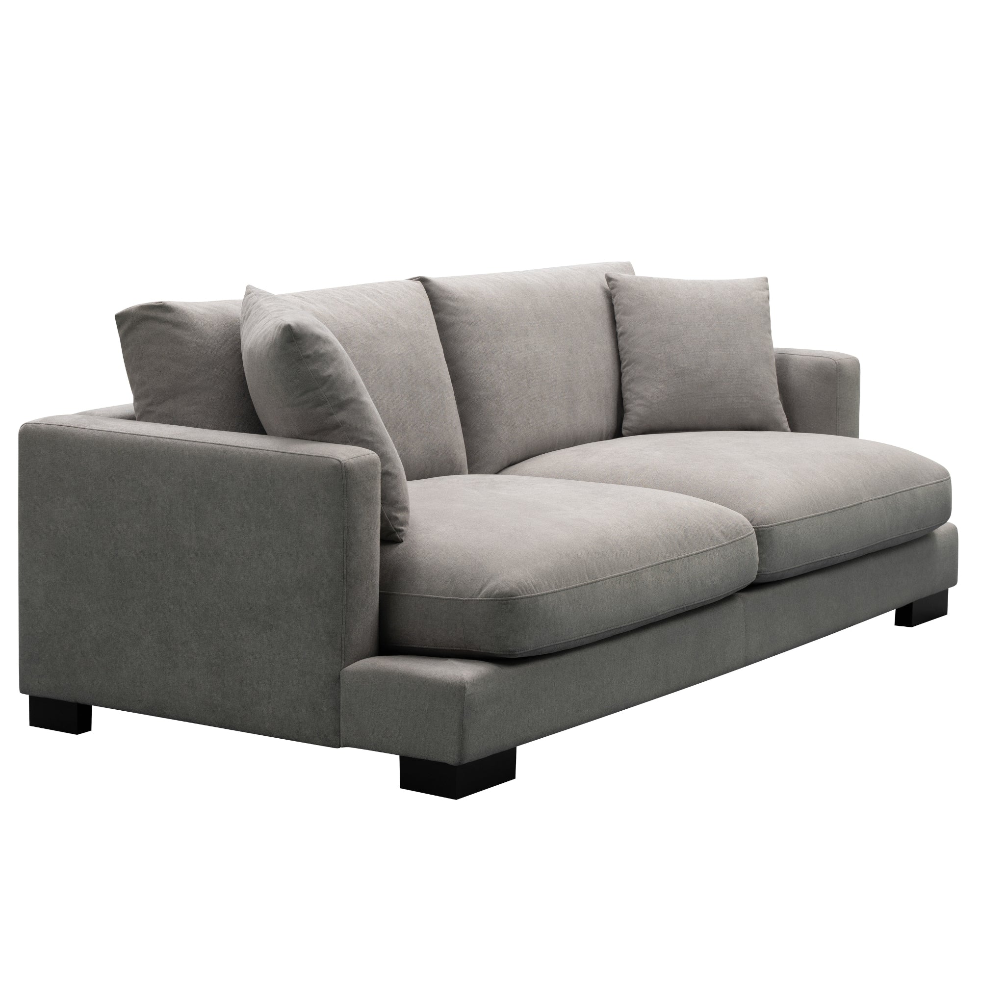 Light Grey 3-Seater Sofa with Deep Seating & Wood Legs