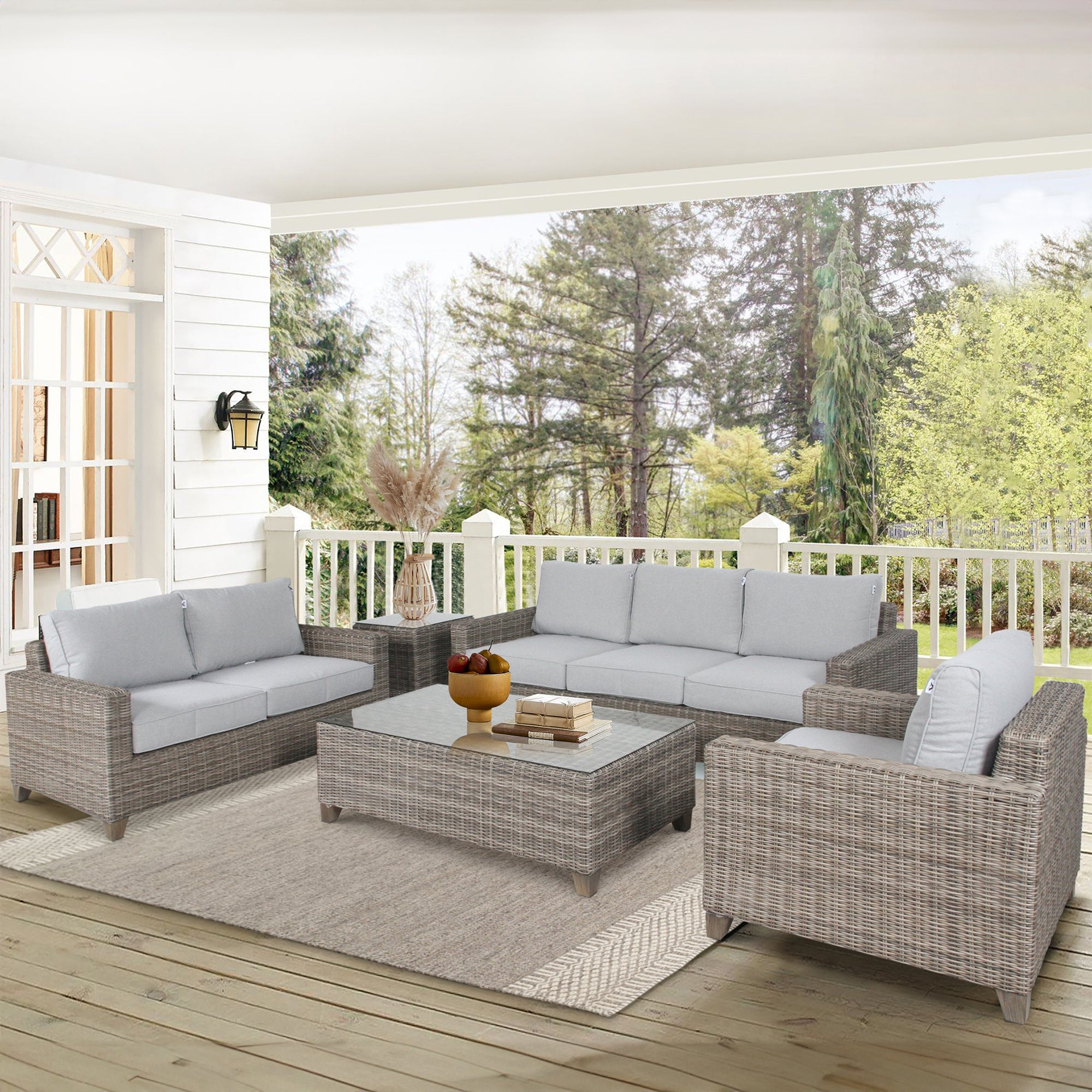 Weatherproof 3-Seater Outdoor Wicker Sofa with Cushions