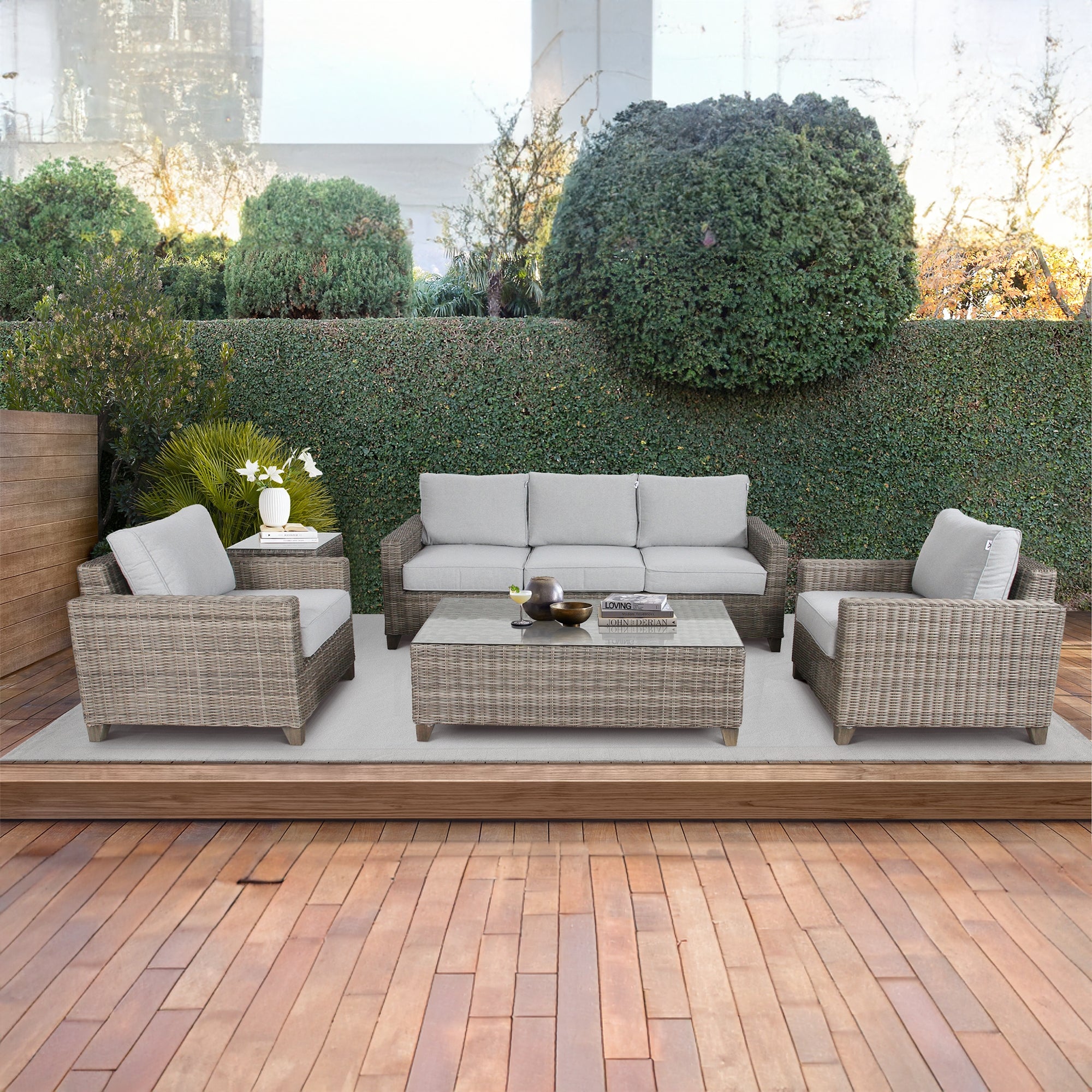 Weatherproof 3-Seater Outdoor Wicker Sofa with Cushions