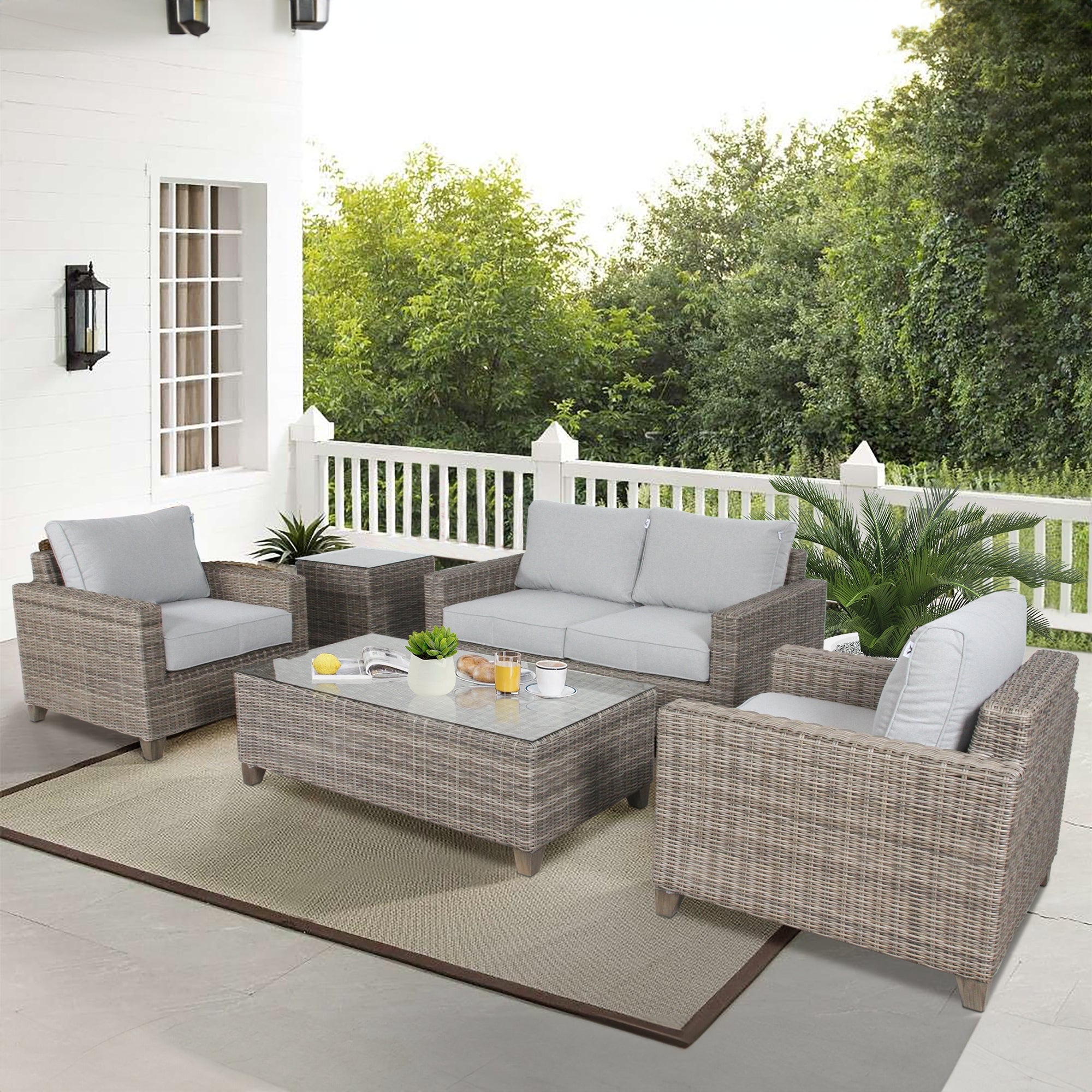 Weatherproof 3-Seater Outdoor Wicker Sofa with Cushions