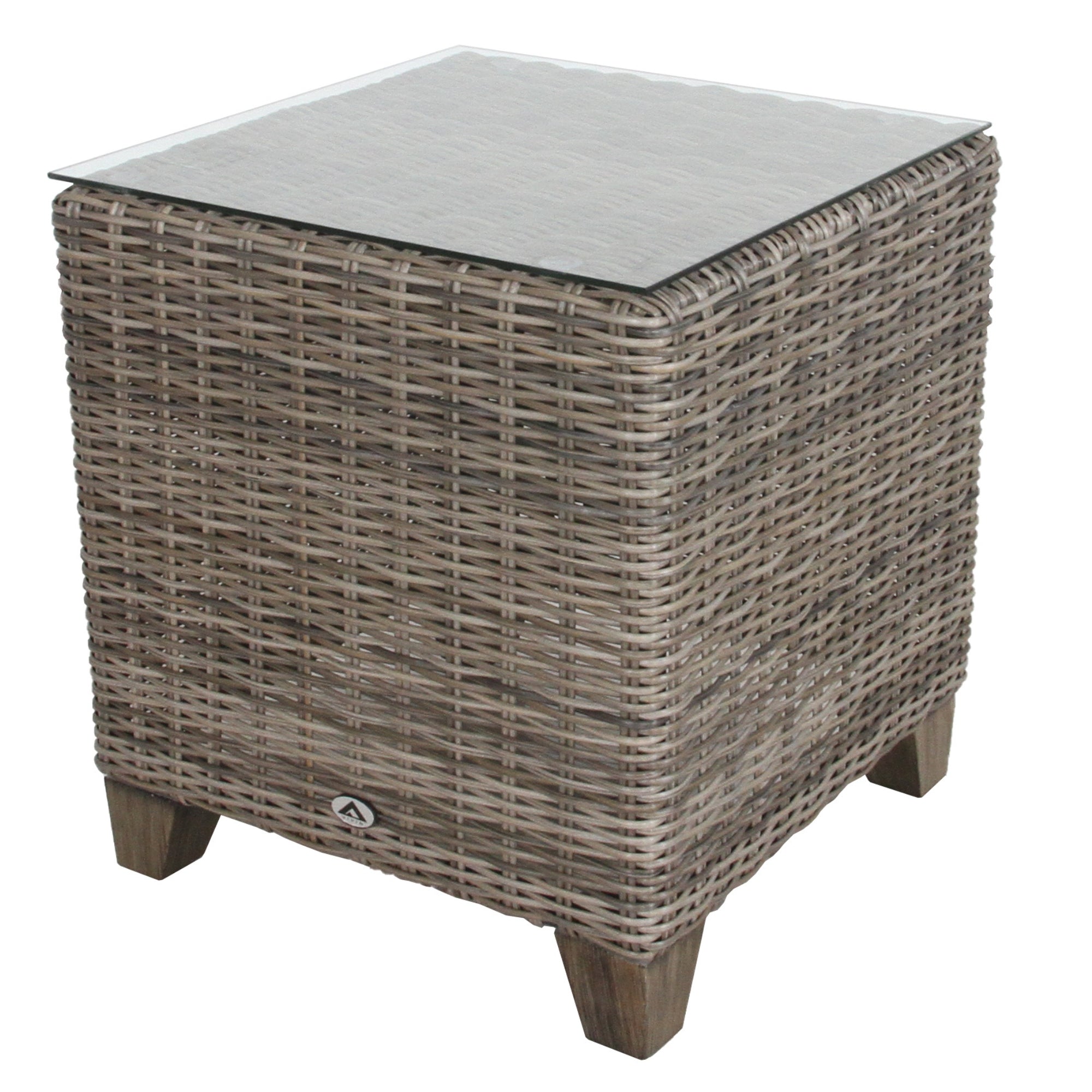 Brown Wicker Aluminium Outdoor Side Table, 50cm