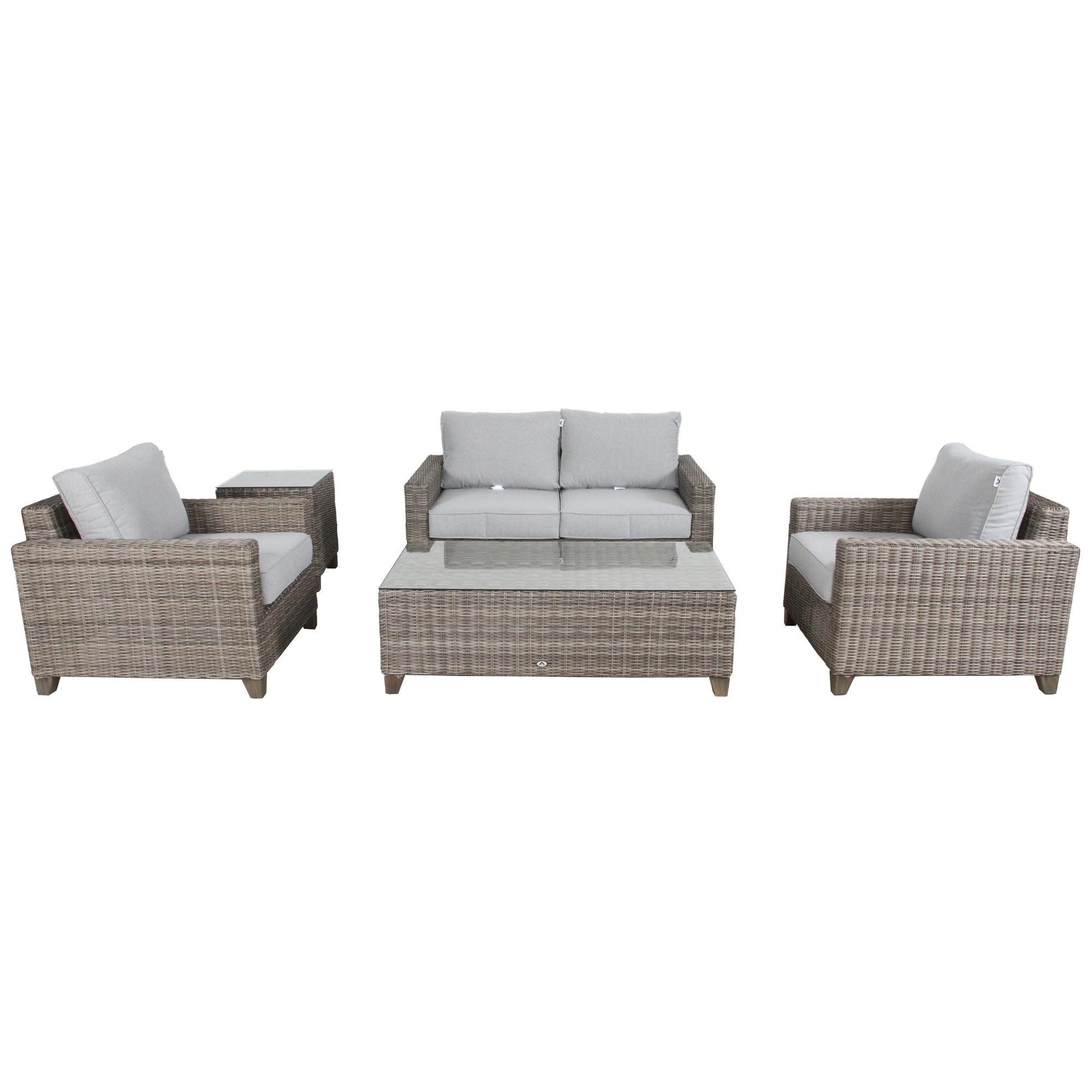 Weatherproof Rattan Outdoor Sofa Set with Tables - 5 Pc