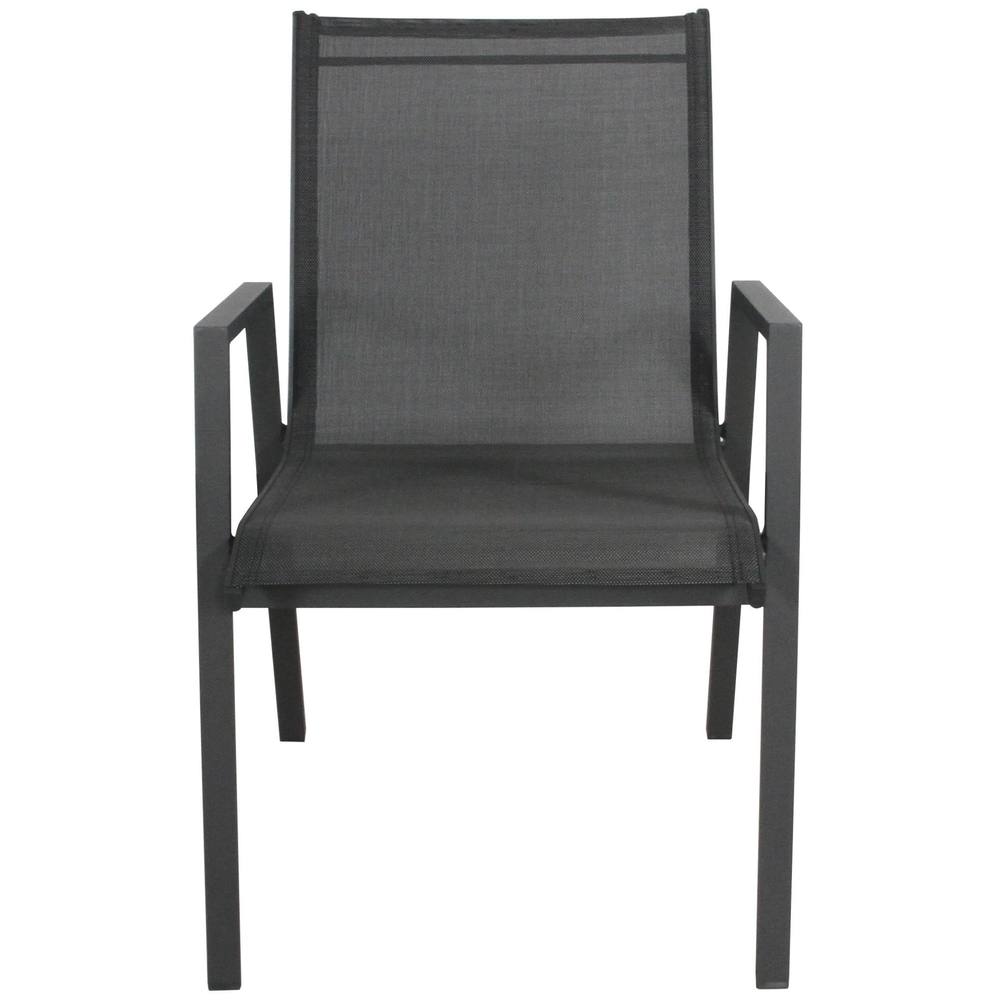 6pc Aluminium Outdoor Dining Chairs, Stackable, Charcoal