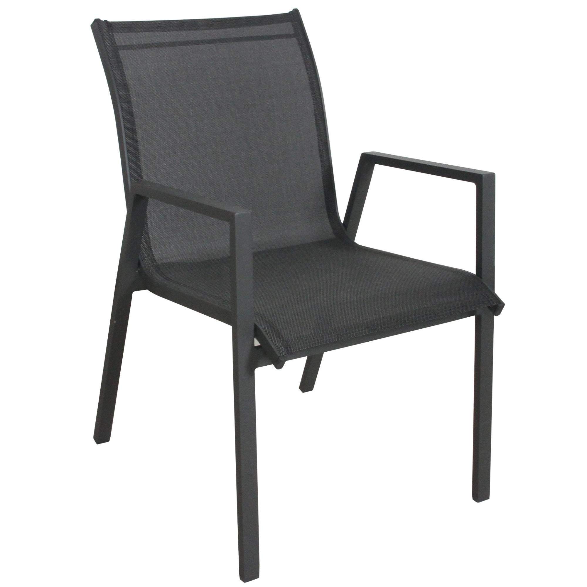 8pc Aluminium Outdoor Dining Chair Set, Stackable, Charcoal