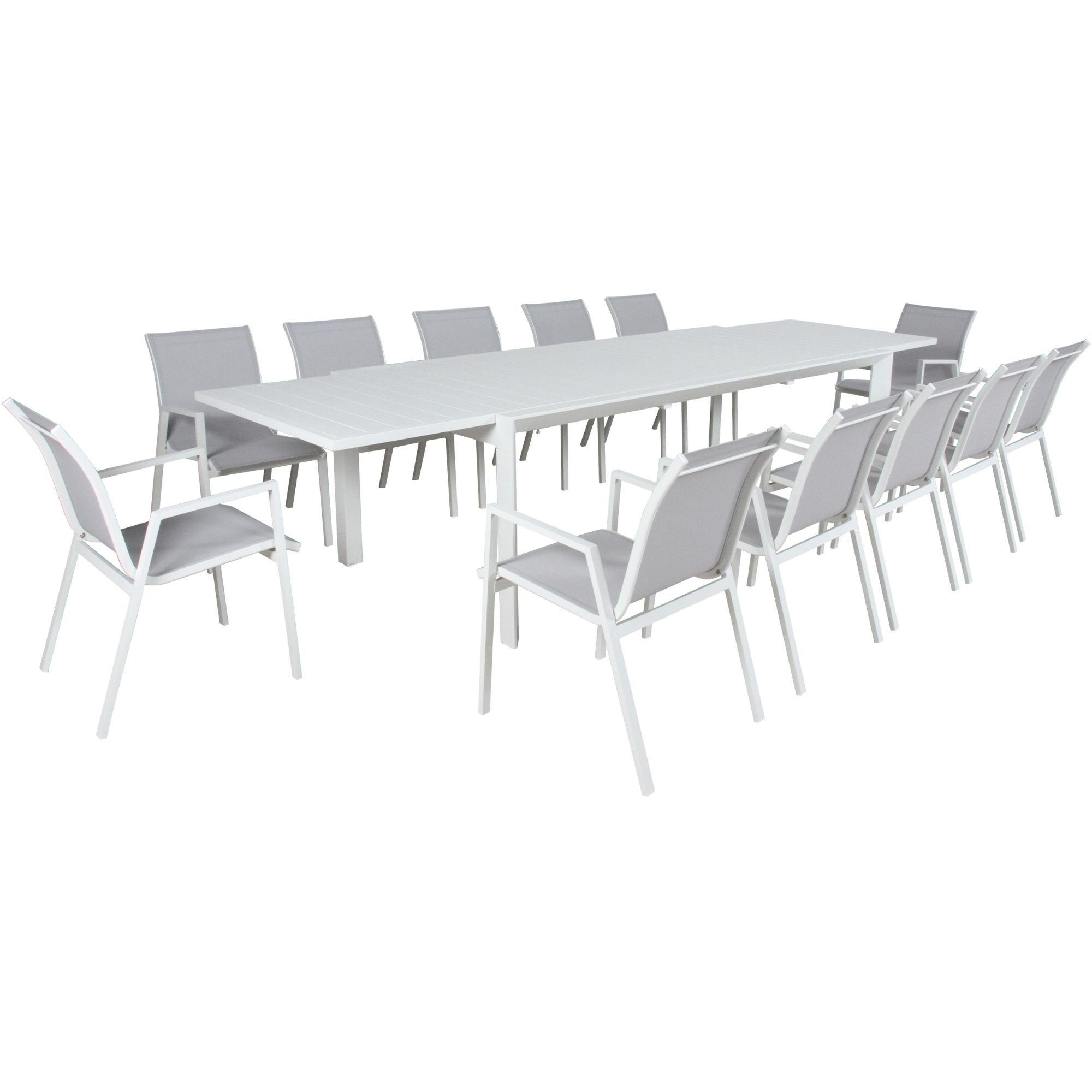 12-Seater Aluminum Outdoor Extensible Dining Table, White