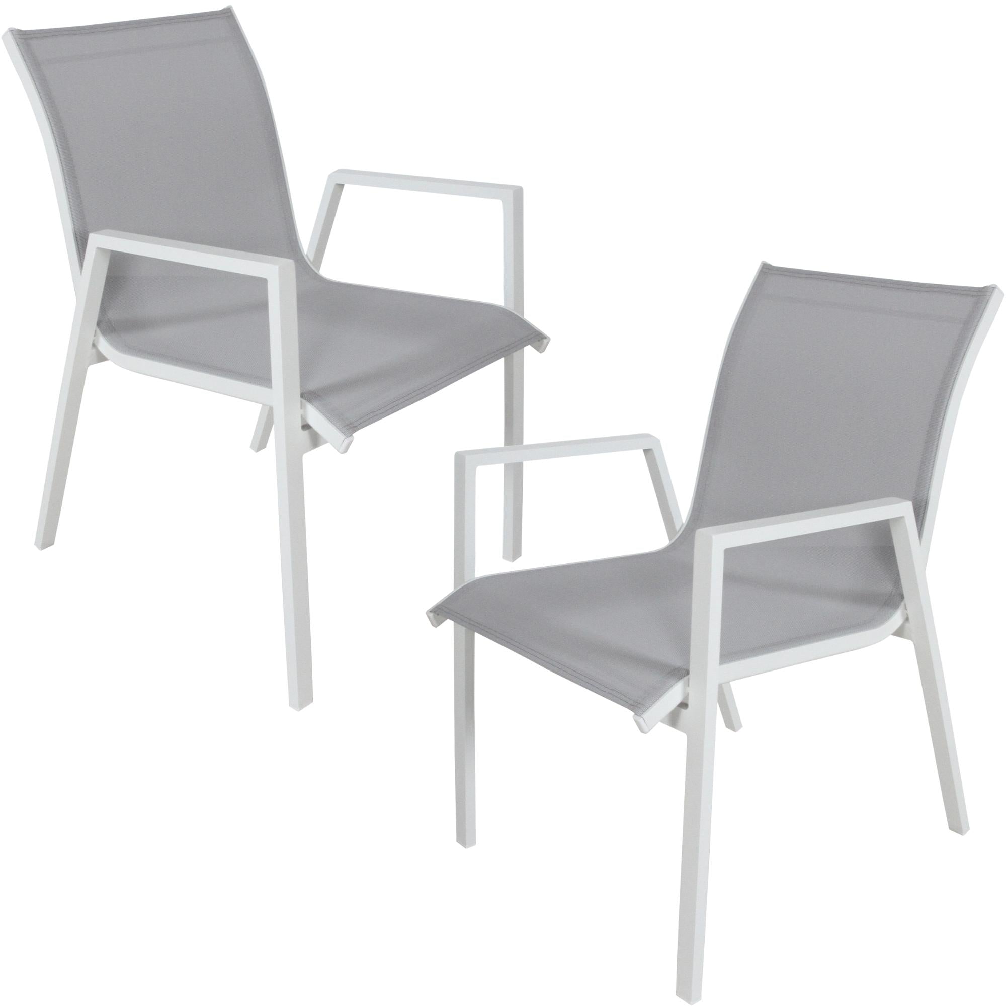 Stackable Aluminium Outdoor Dining Chairs Set (2pc) White