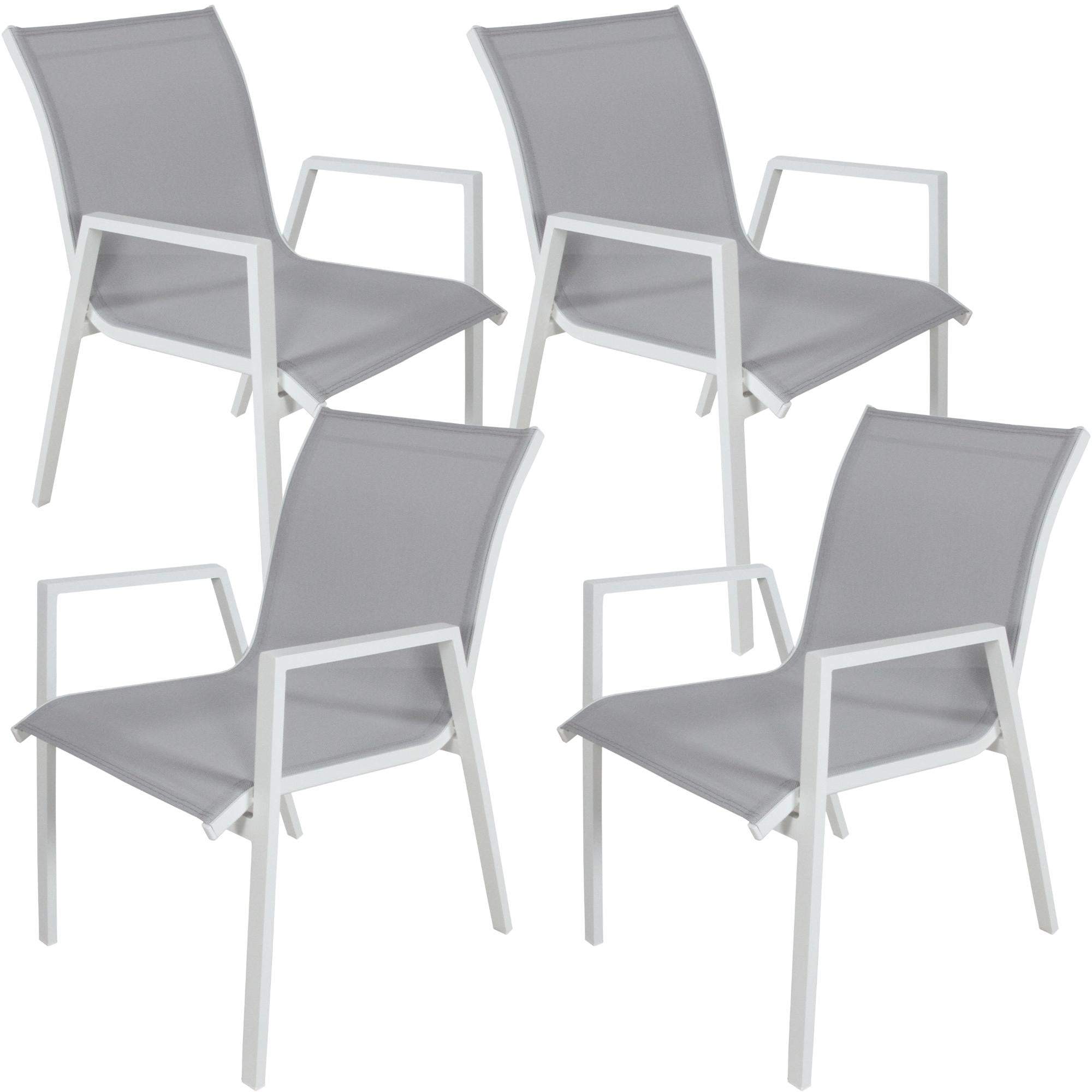 4pc Aluminium Stackable Outdoor Dining Chairs - White