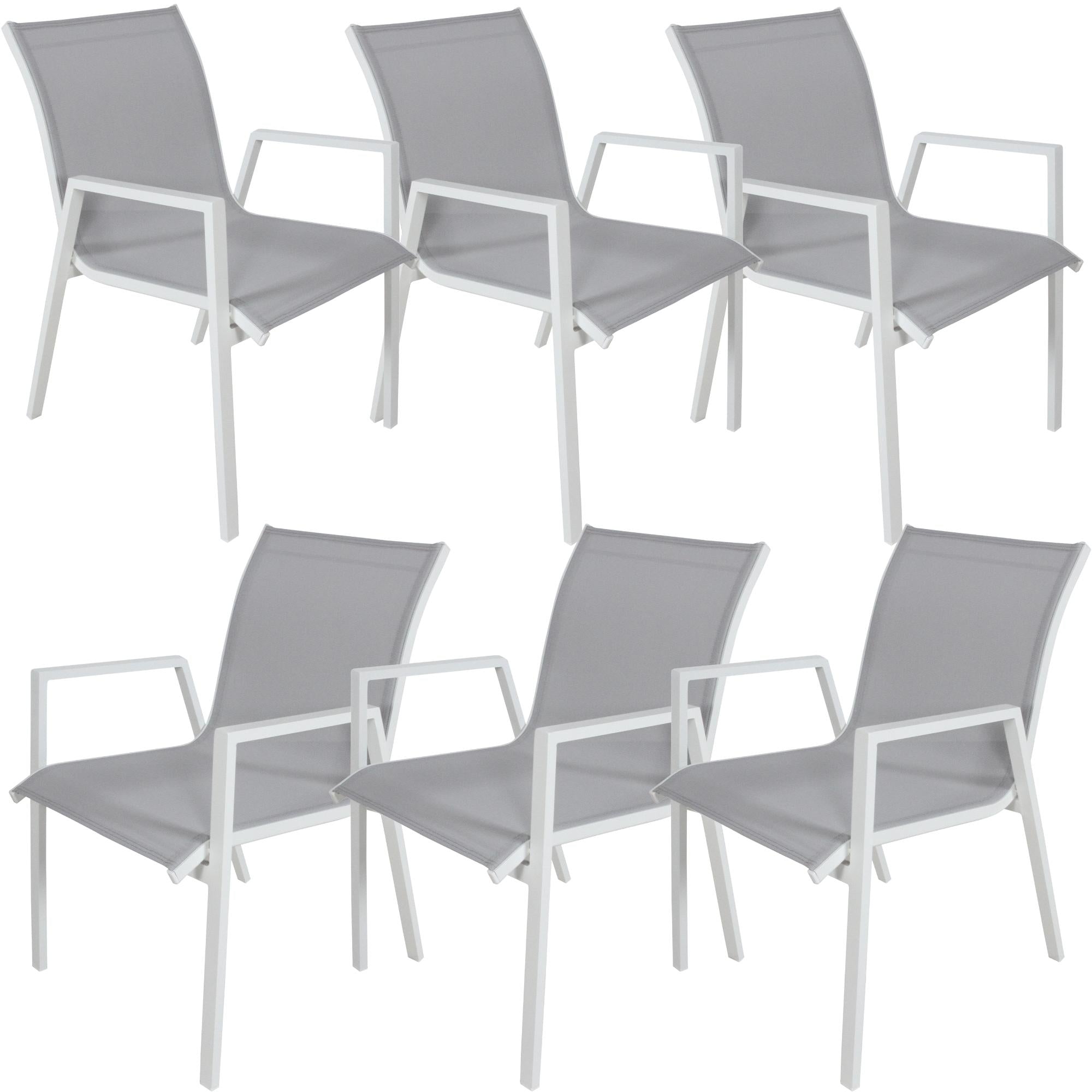 All-Weather Aluminium Outdoor Dining Chairs Set of 6 White