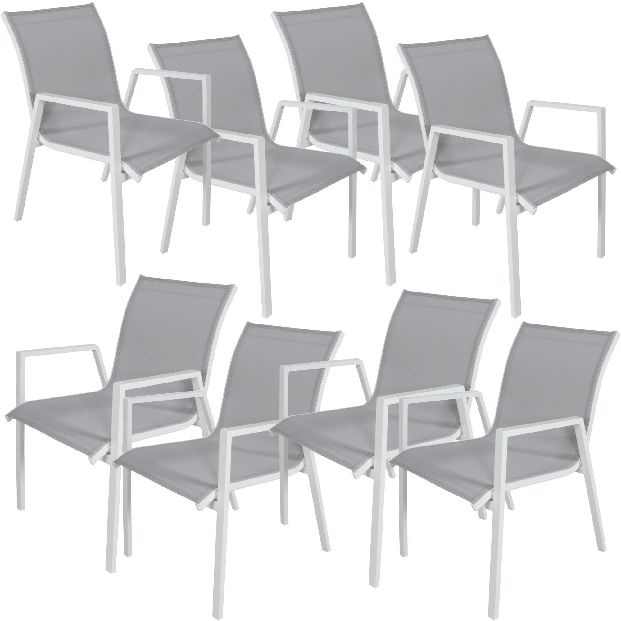 8pc All-Weather Aluminium Outdoor Dining Chairs Set