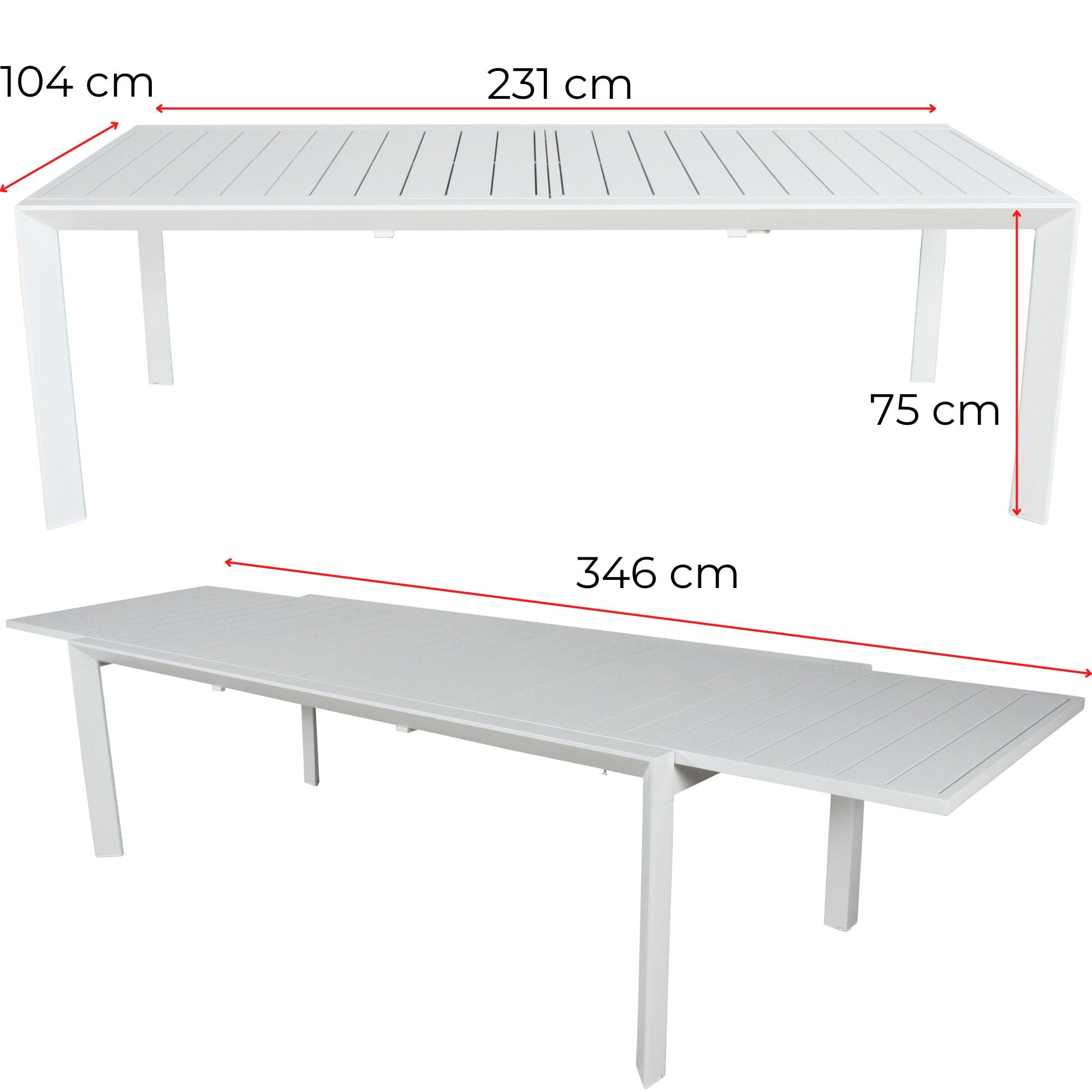 12-Seater Aluminium Outdoor Extensible Dining Set, Iberia