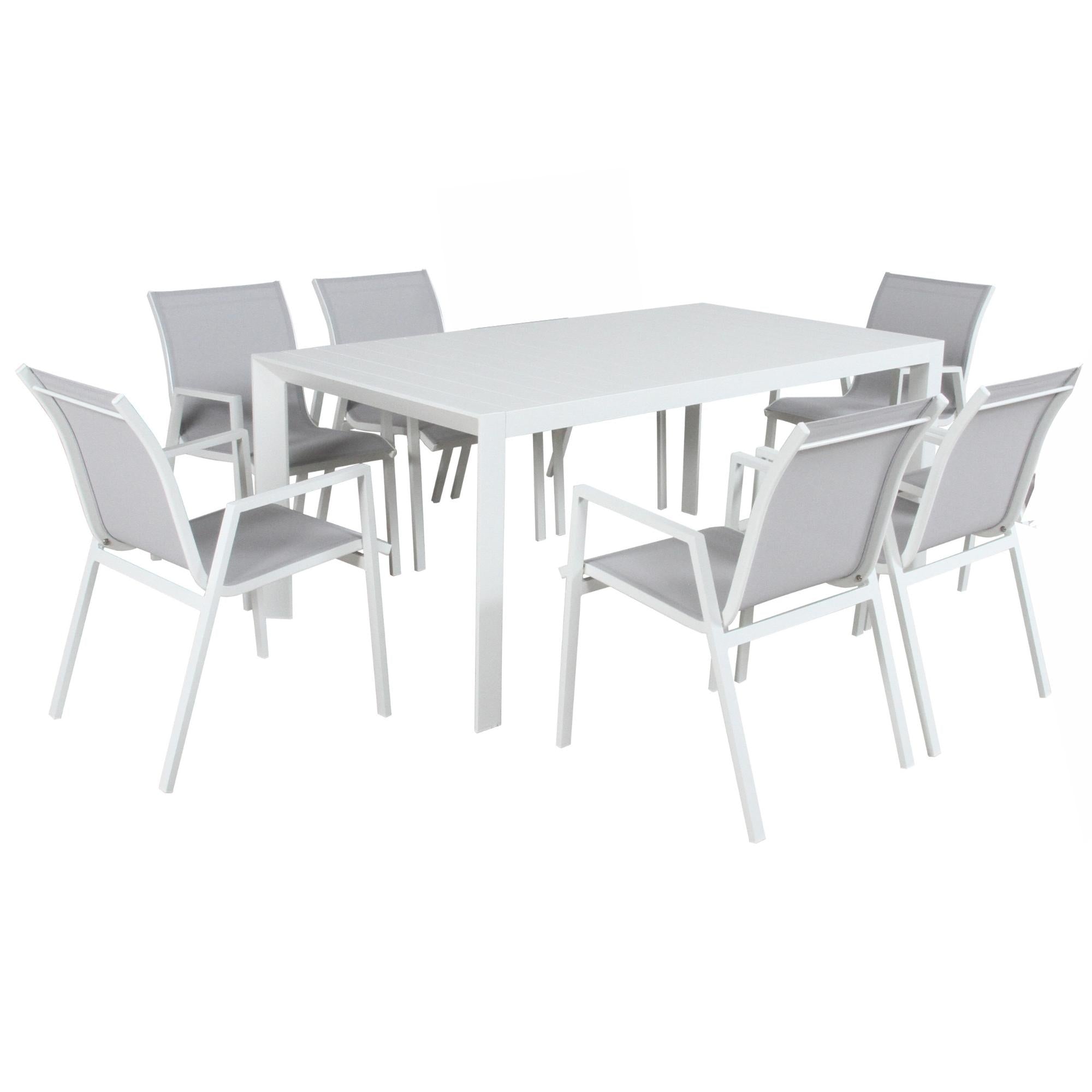 All-Weather 7pc Aluminium Outdoor Dining Set, White