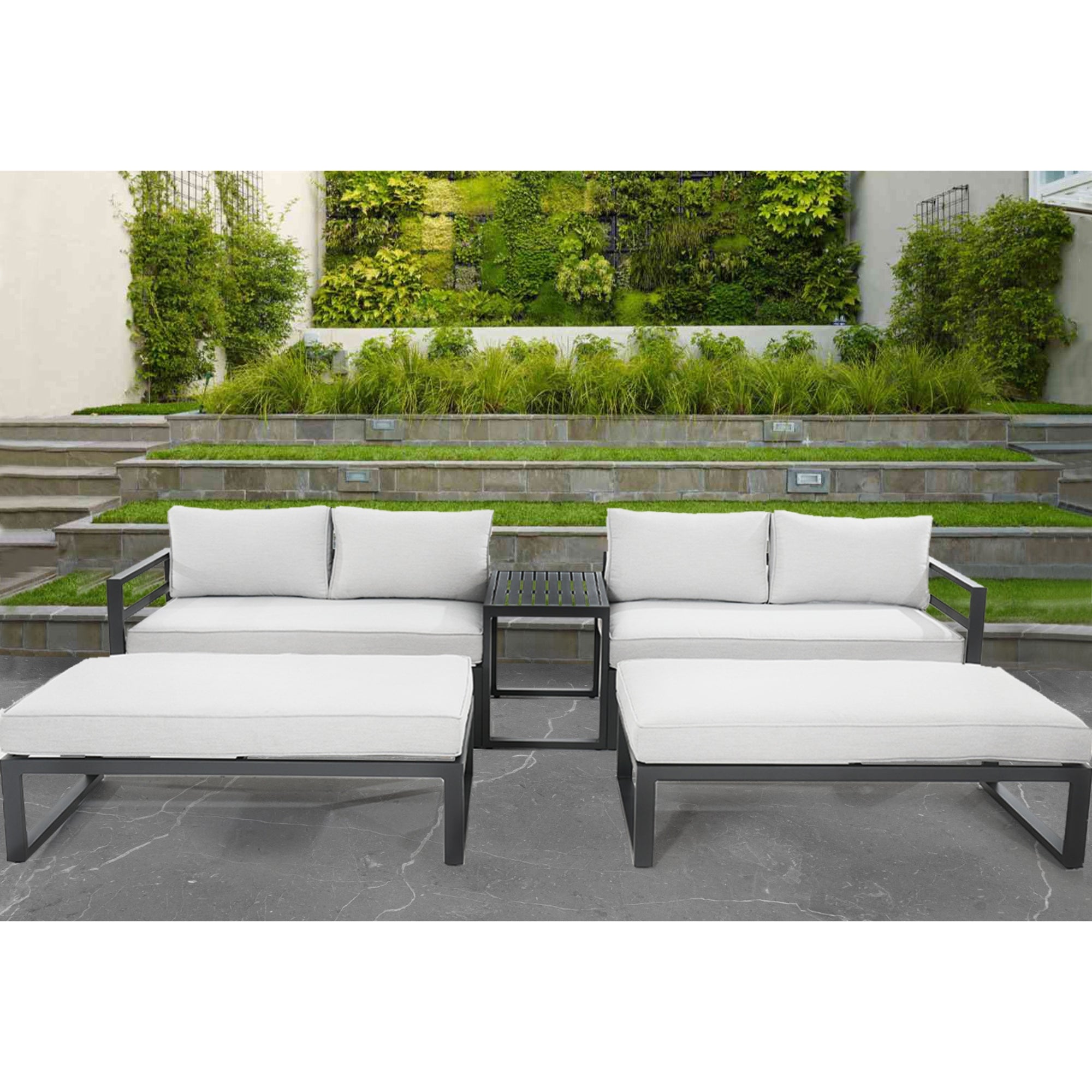 Skye 5pc Outdoor Sofa Set Coffee Side Table Modular Aluminium Frame