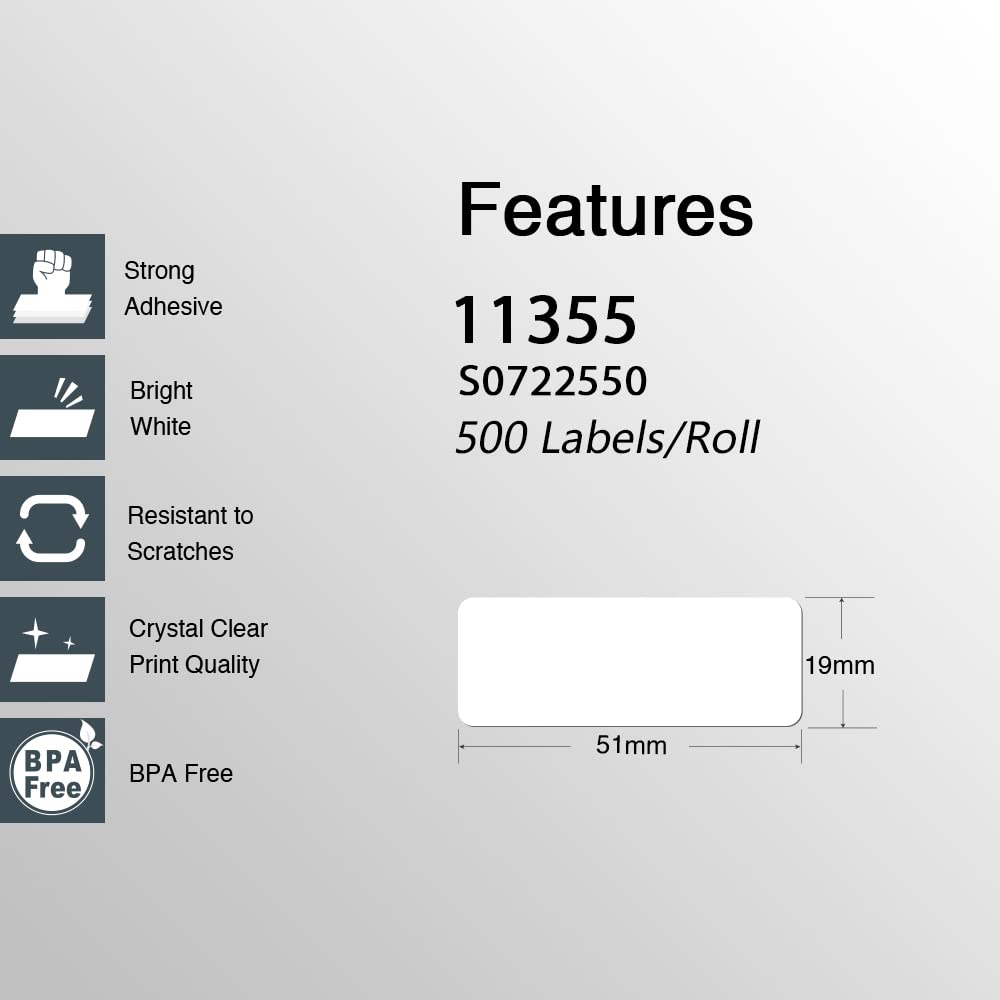 10x Strong Adhesive Thermal Labels 19mm x 51mm Dymo