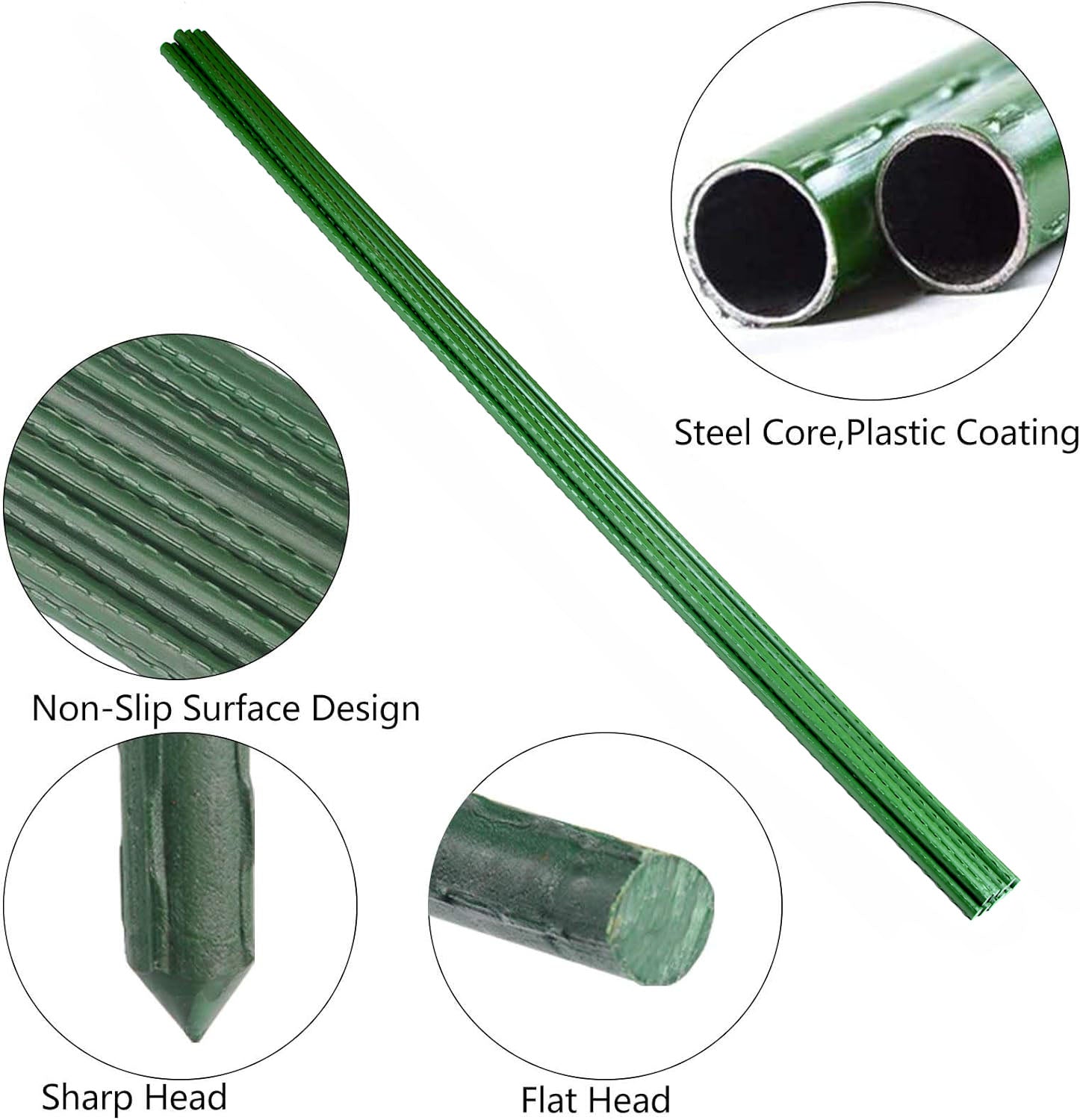 10x Non-Slip Steel Garden Plant Stakes 120cm Durable Support