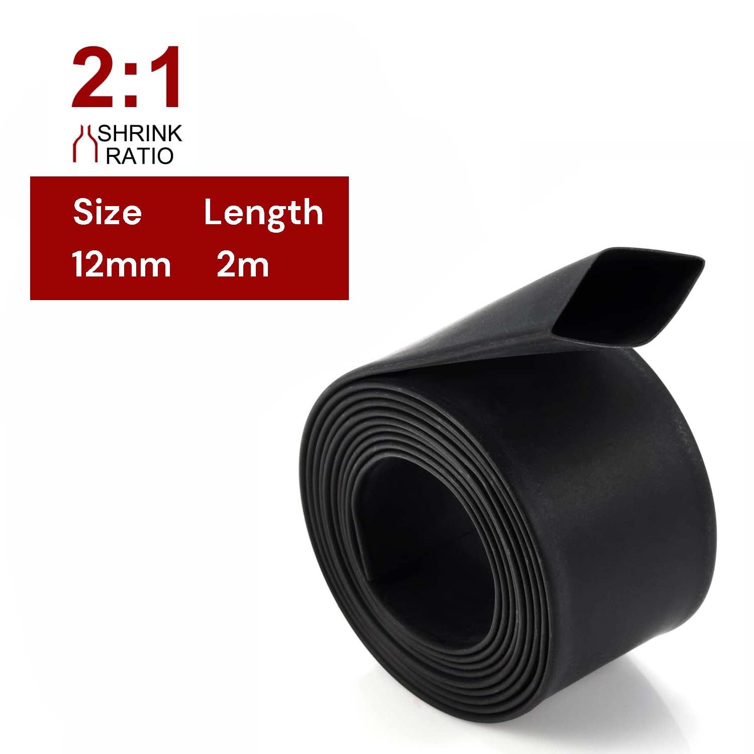 2m Electrical Insulation Heat Shrink Tubing 12mm, 2:1 Ratio