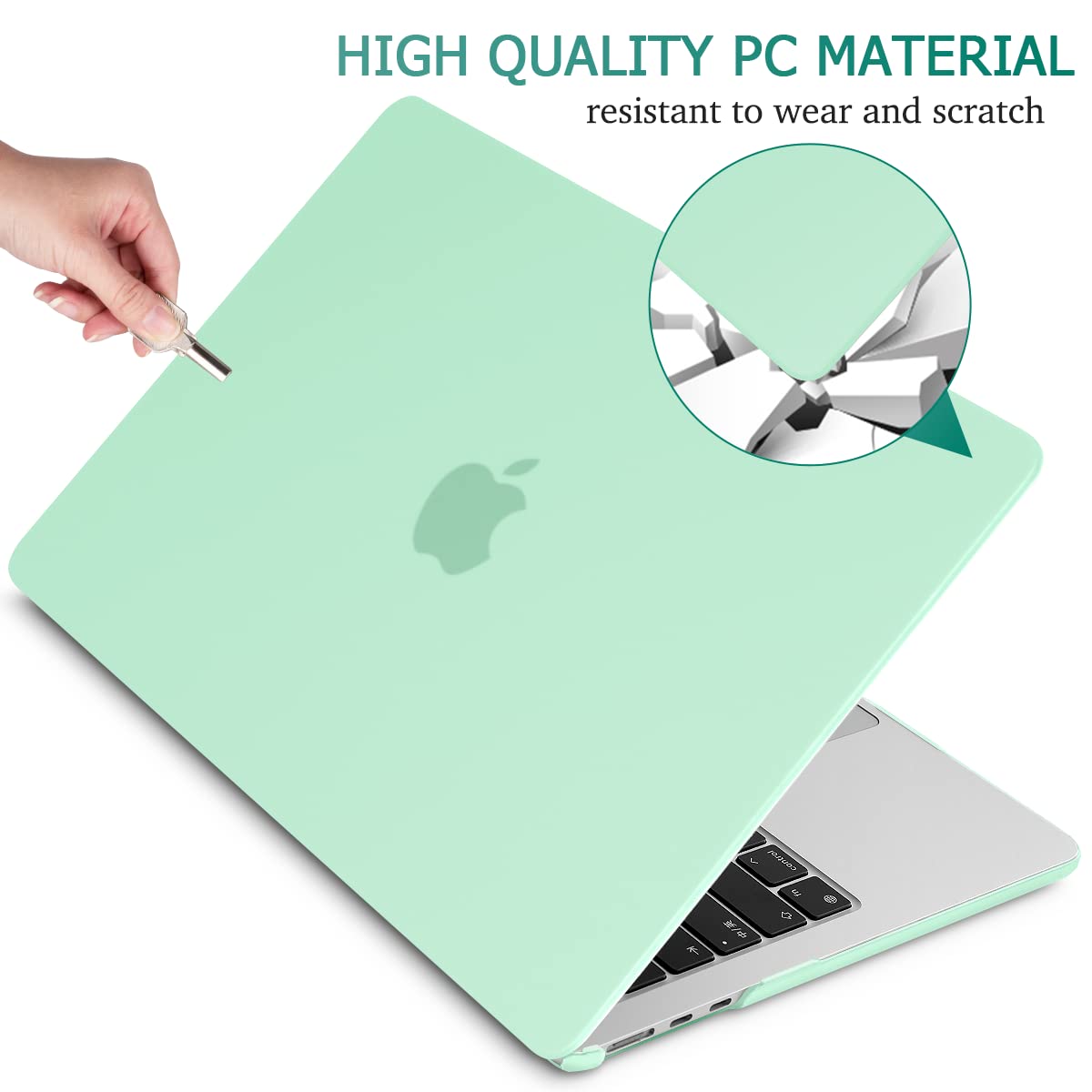 15" Matte Green Hard Shell Case & Keyboard Cover for MacBook Air A2941 2023 M2 Chip