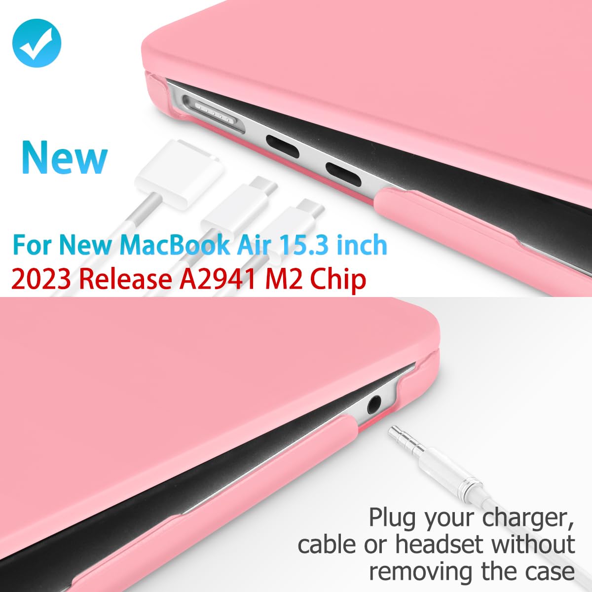 Matte Pink Hard Shell Case & Keyboard Cover for 15" MacBook Air A2941 M2 2023