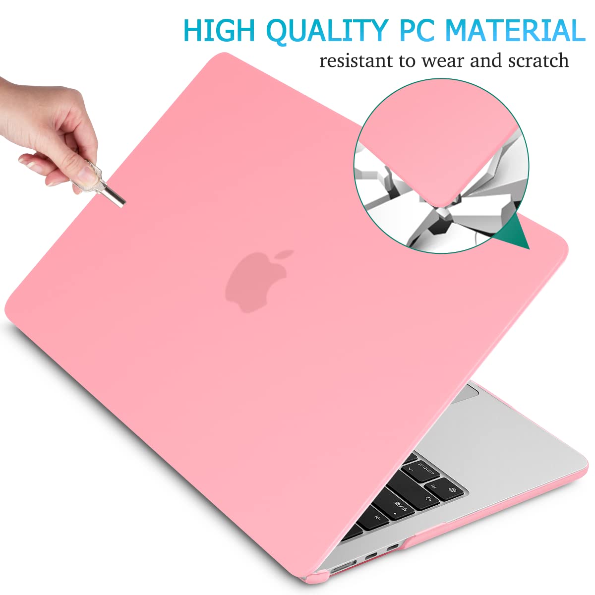 Matte Pink Hard Shell Case & Keyboard Cover for 15" MacBook Air A2941 M2 2023