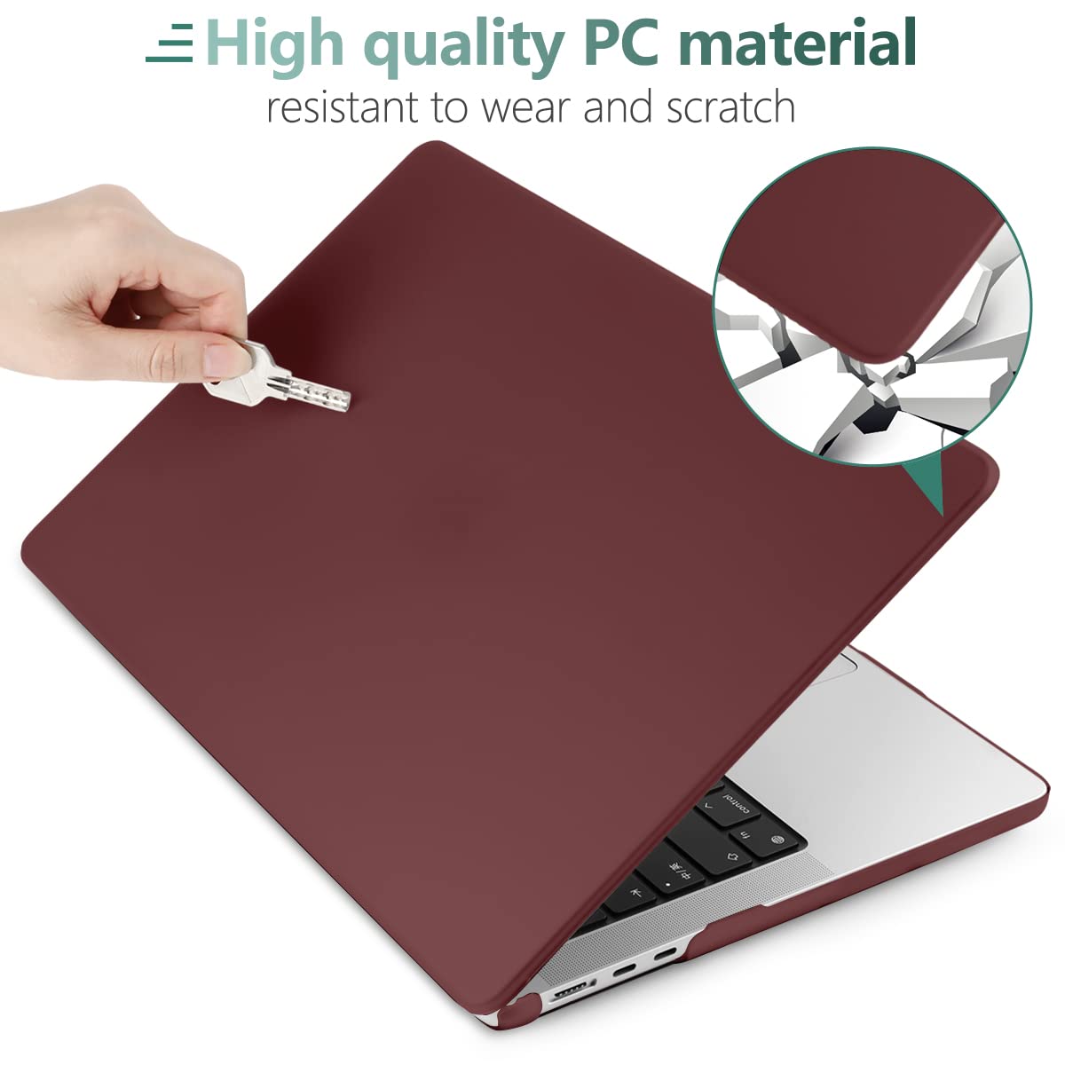 Wine Red Matte Hard Shell Case & Keyboard Cover for 15" MacBook Air M2 2023