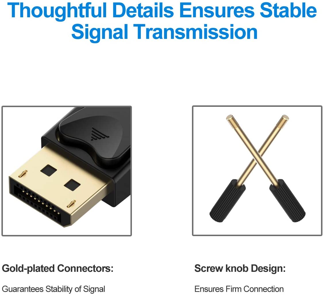 6ft 1080p DisplayPort to Dual Link DVI-D Cable Gold-Plated