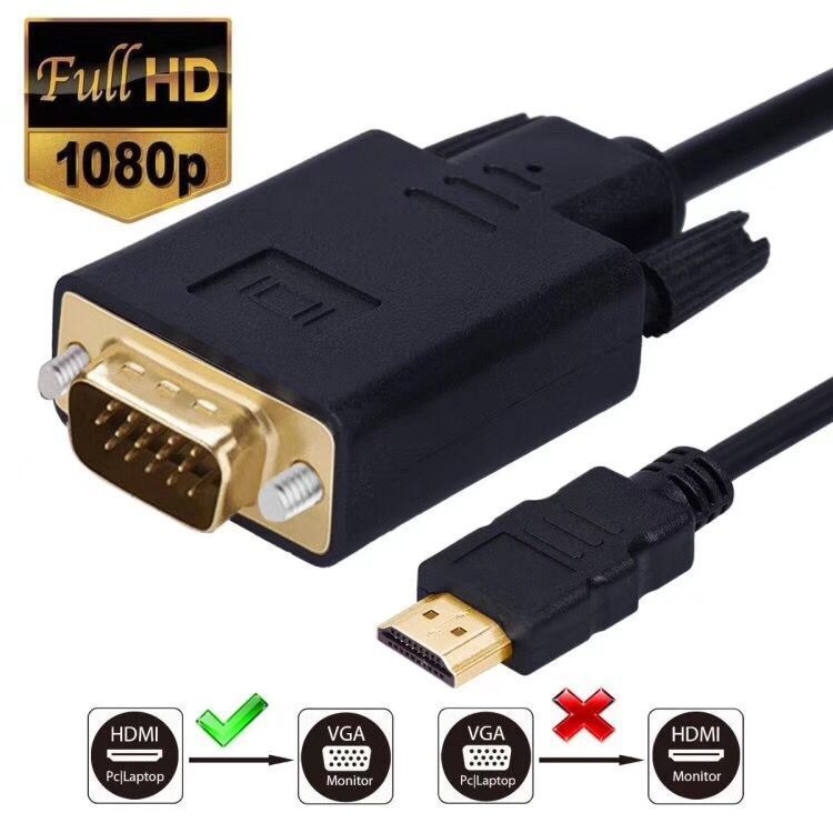 6 Feet HDMI to VGA Cable 1080p for PC, Monitor, Laptop