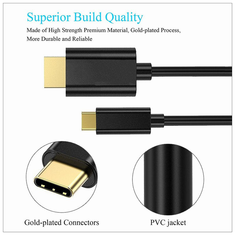 1.8M 4K USB-C to HDMI Cable with Gold-Plated Connectors