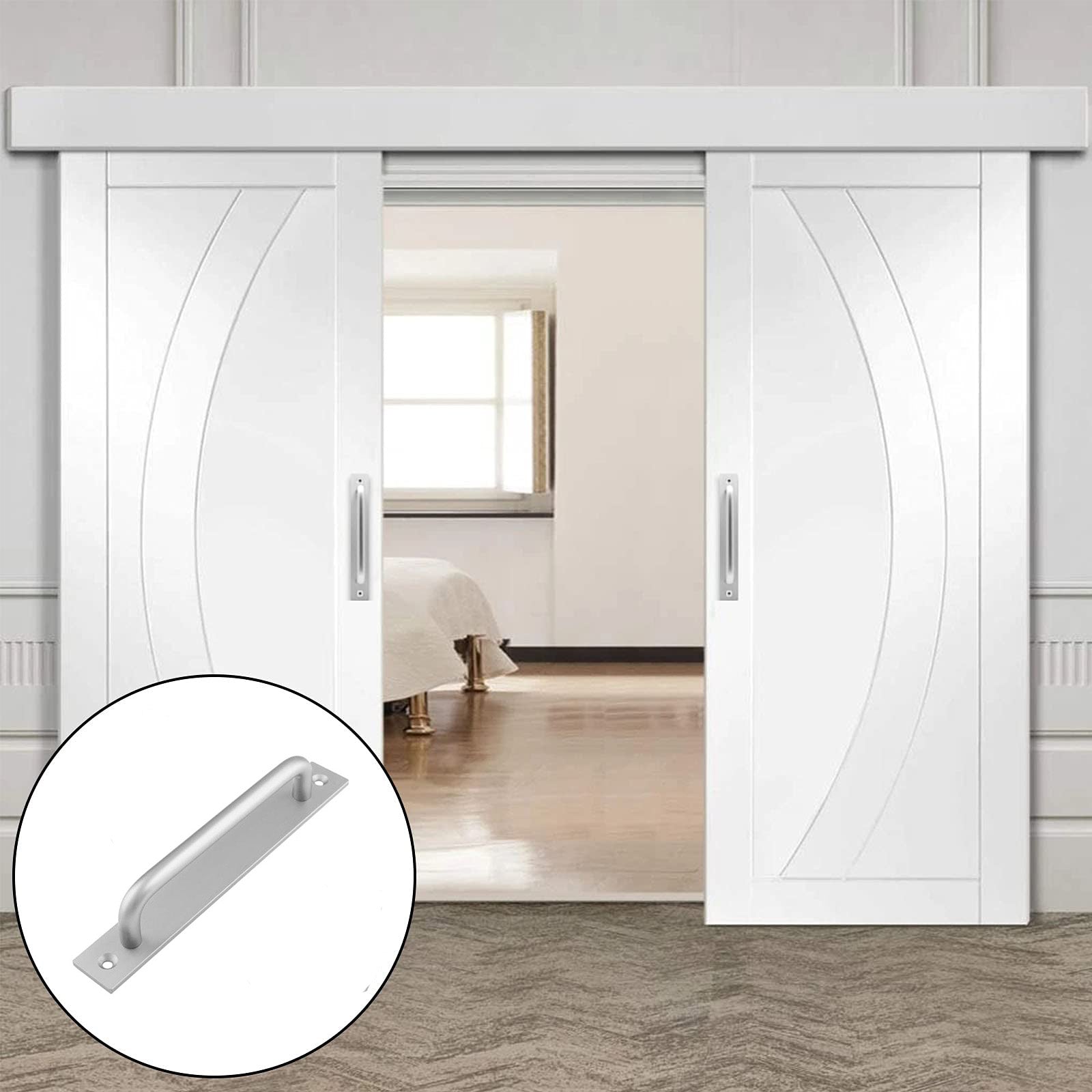 Black Matte Barn Door Handle, Sliding Pull Hardware, 212mm