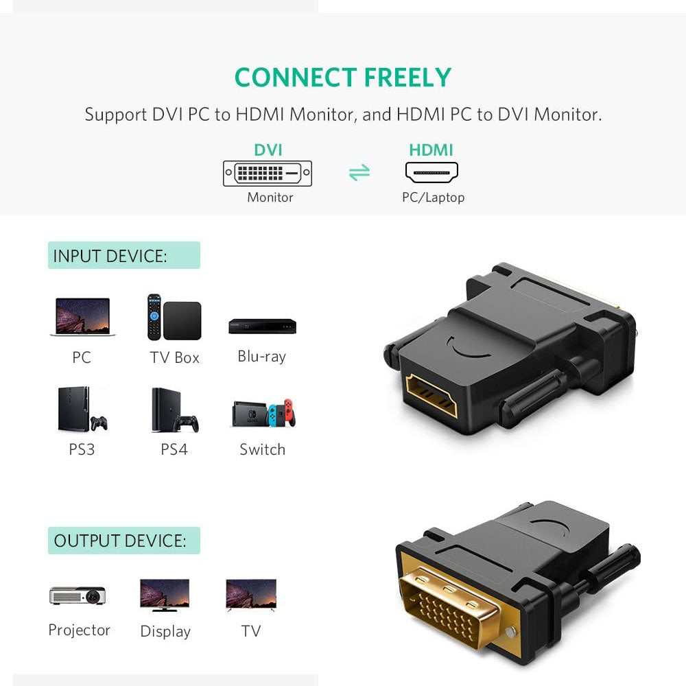 1080P DVI-D to HDMI Gold Plated Adapter Converter 24+1