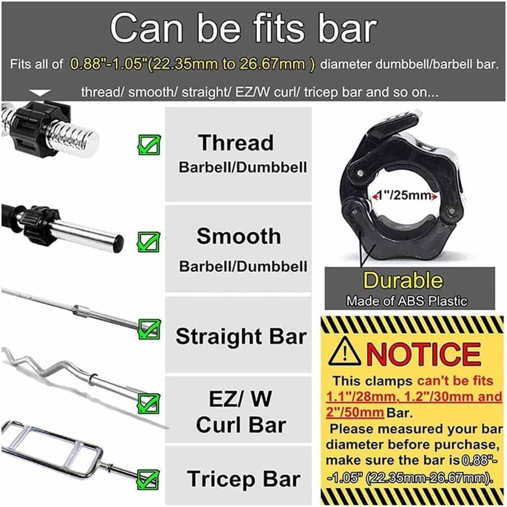 Quick Release 1" Dumbbell & Barbell Clamps, 2Pcs Set