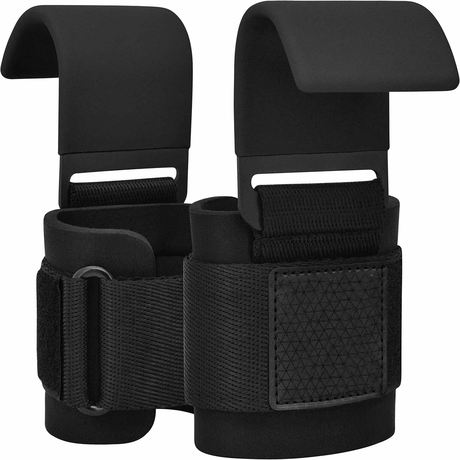 Rubber Coated Steel Weight Lifting Hooks Straps - 2x Set