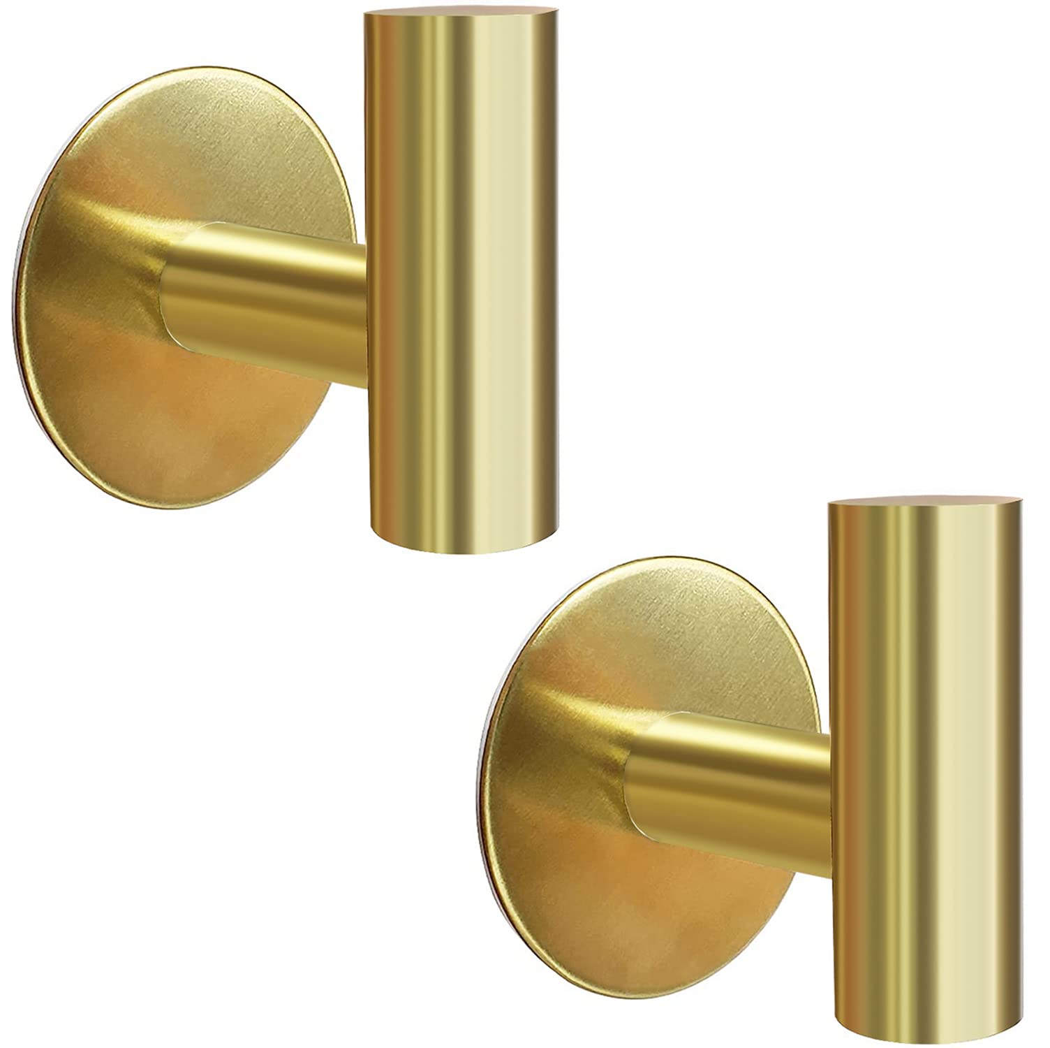 Gold Self Adhesive Stainless Steel Towel Hooks, 2 Pcs